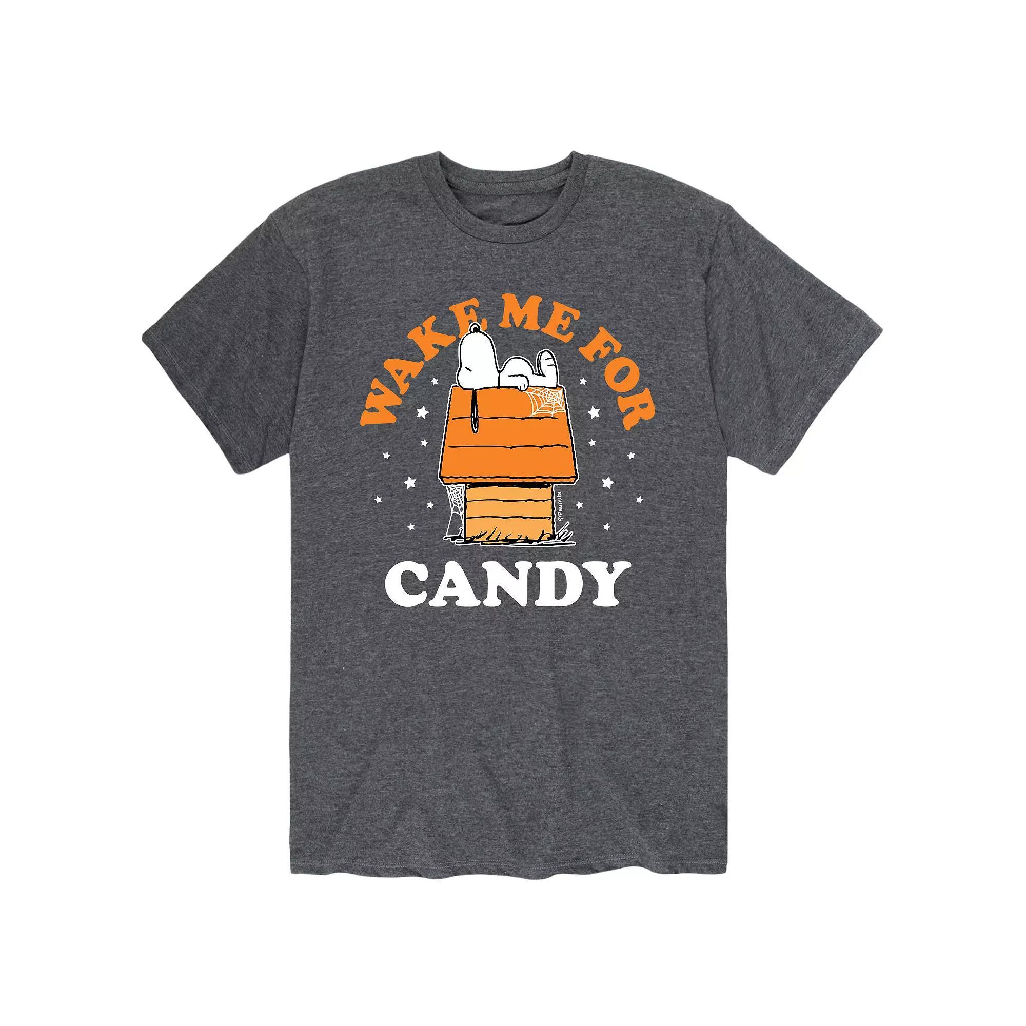 Men's Peanuts Wake Me Up Candy Tee, Size: XL, Gray Product Image