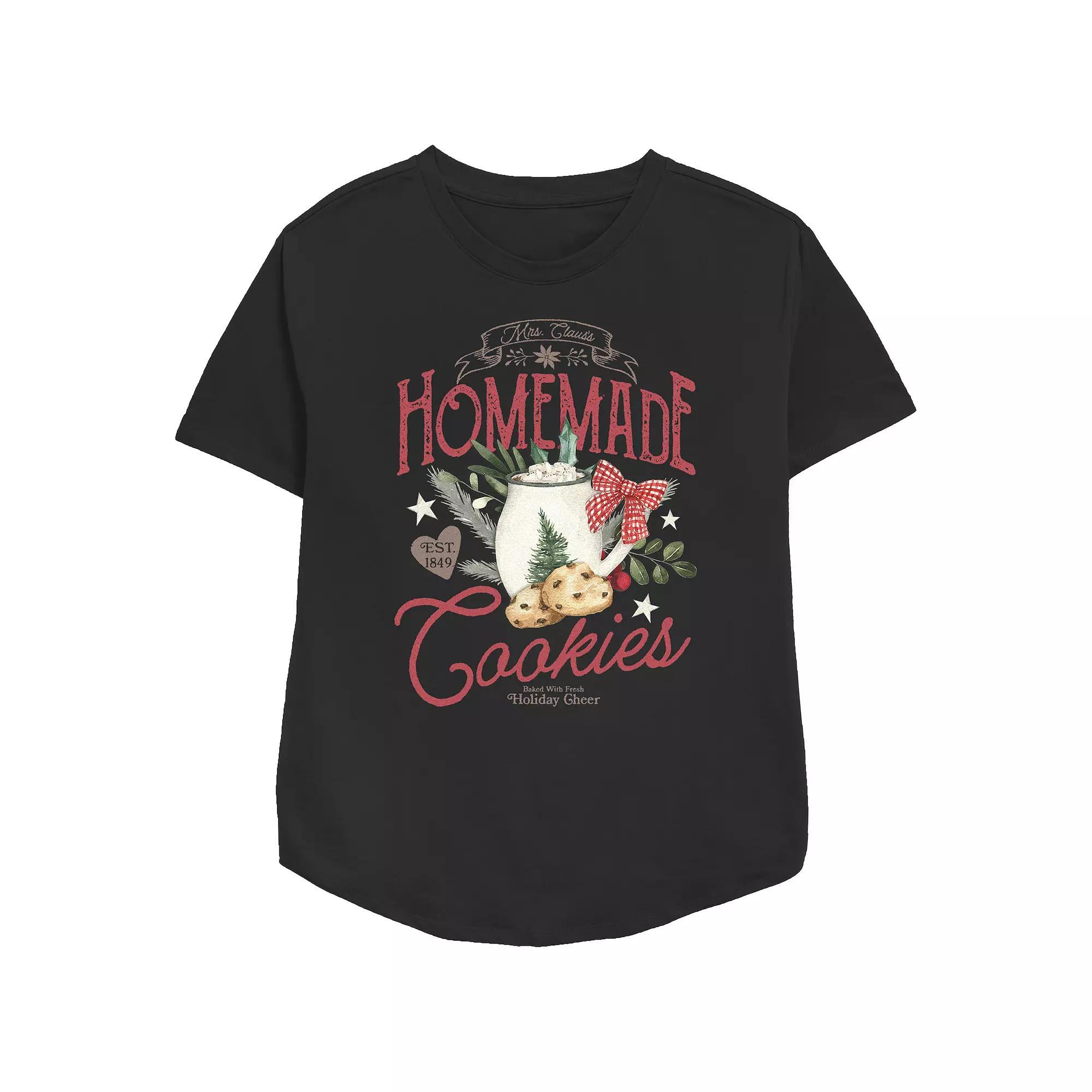 Women's Mrs. Claus' Homemade Christmas Cookies Relaxed Fit Graphic Tee,  Product Image