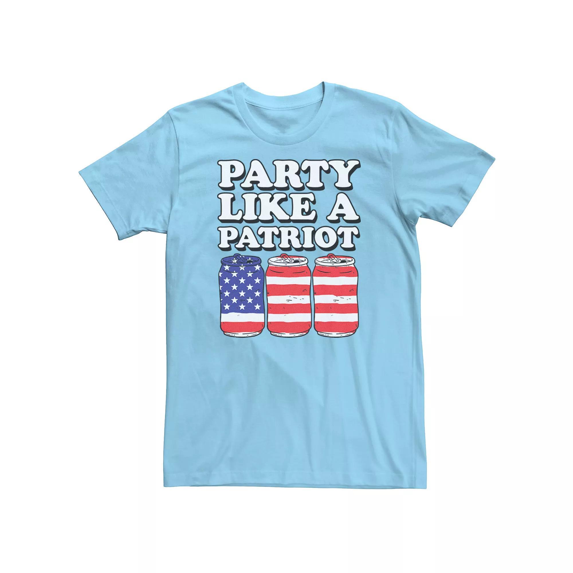 Men's Party Like A Patriot Graphic Tee, Size: 3XL, Light Blue Product Image