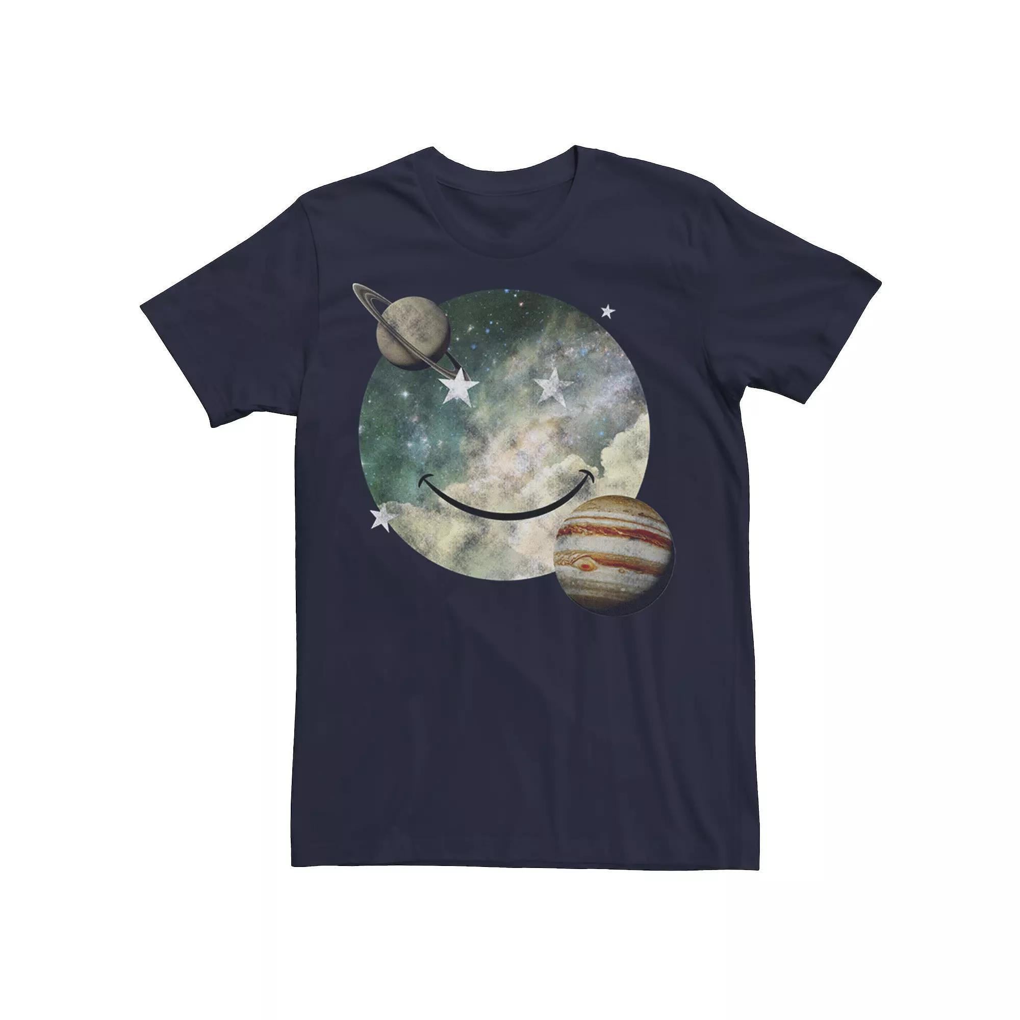 Men's Trendy Galactic Smiley Face Tee,  Product Image