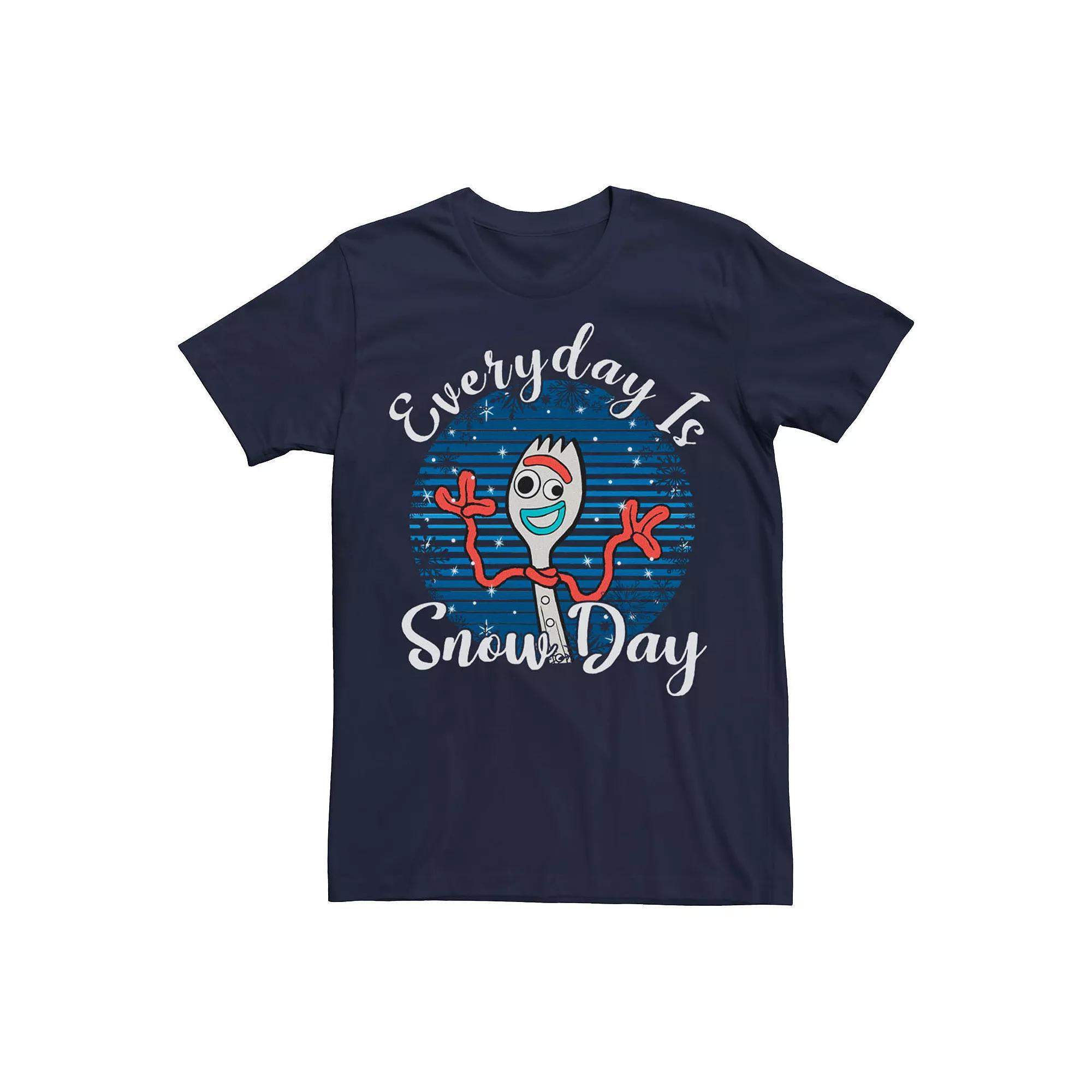 Disney / Pixars Toy Story Forky Mens Christmas Everyday Is Snow Day Tee Blue Product Image