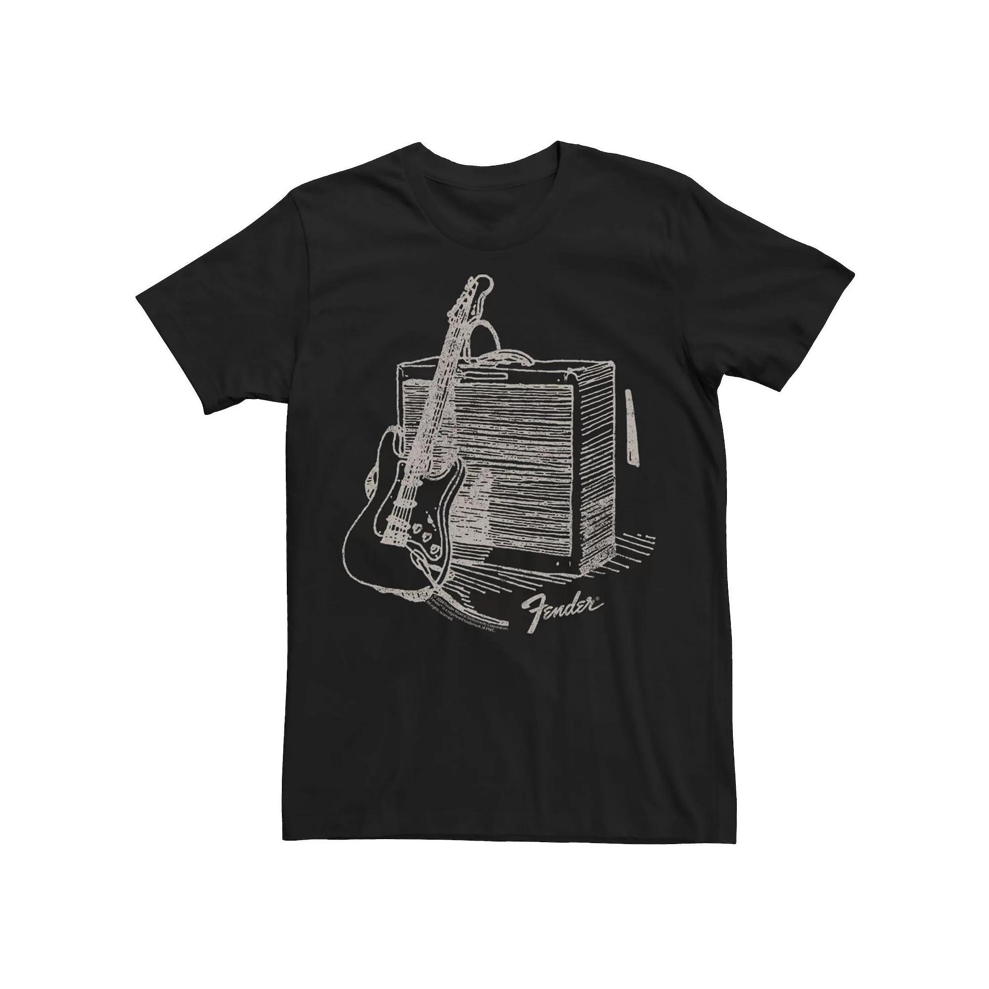 Men's Fender Guitar And Amp Sketch Graphic Tee, Size: XXL, Black Product Image