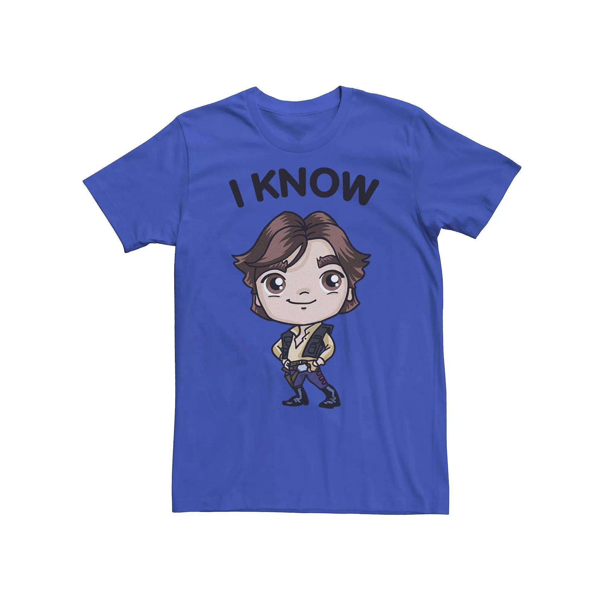 Men's Star Wars Han Solo Cartoon "I Know" Graphic Tee,  Product Image