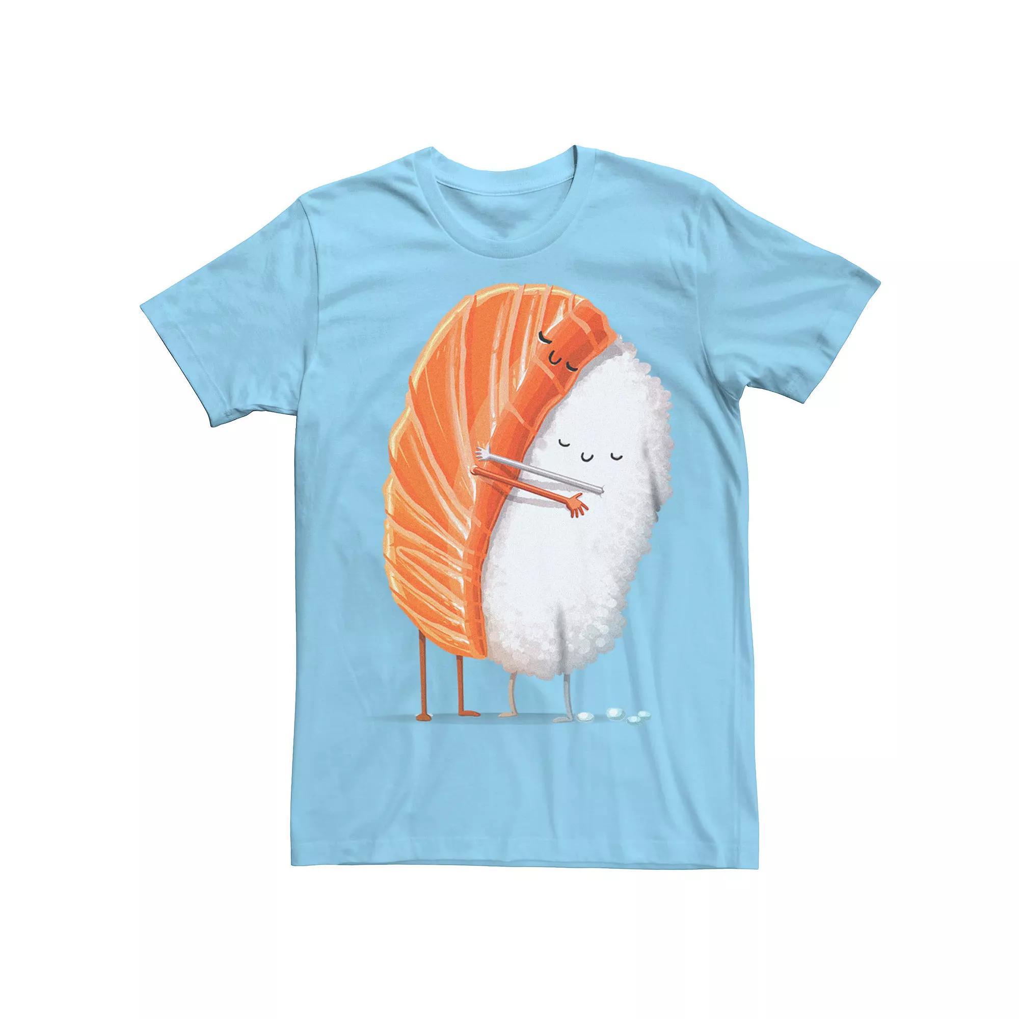 Men's Sake Salmon Sushi Hug Graphic Tee, Size: XL, White Product Image
