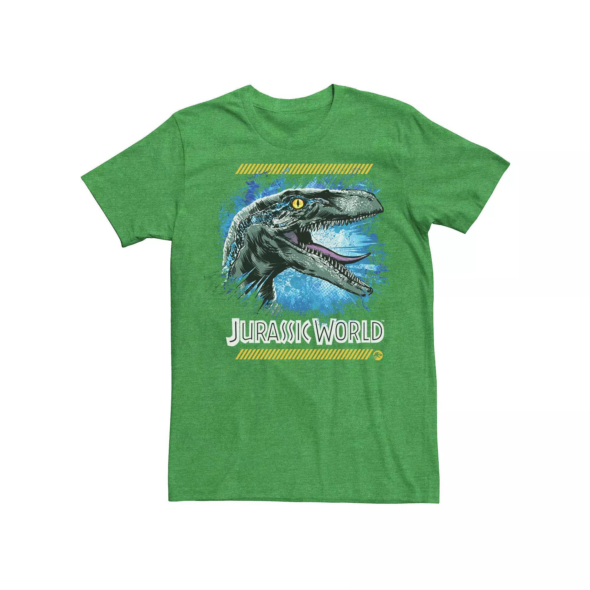 Men's Jurassic World Two Blue Raptor Splatter Graphic Tee,  Product Image