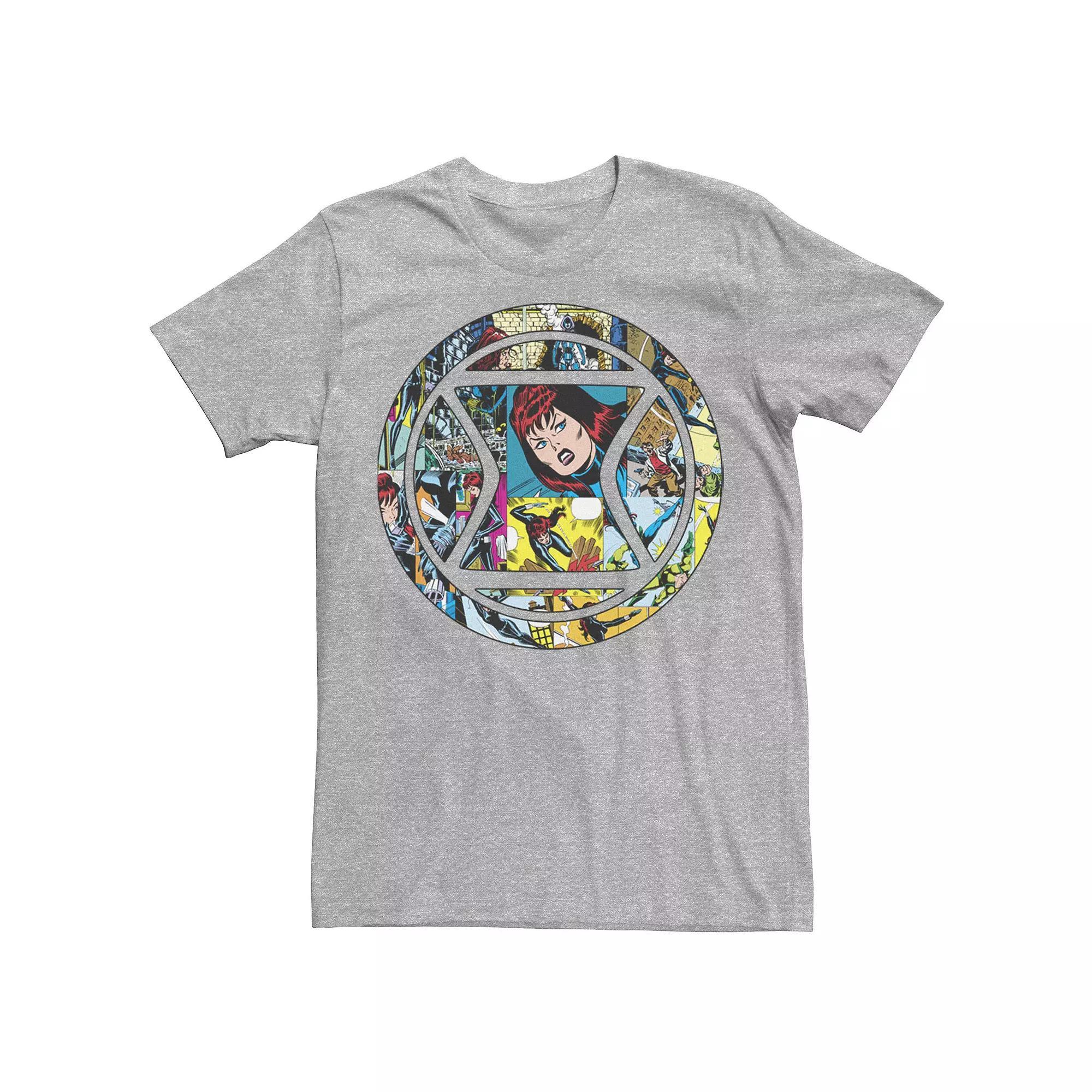 Men's Marvel Black Widow Retro Comic Icon Tee, Size: 3XL, Athletic Grey Product Image