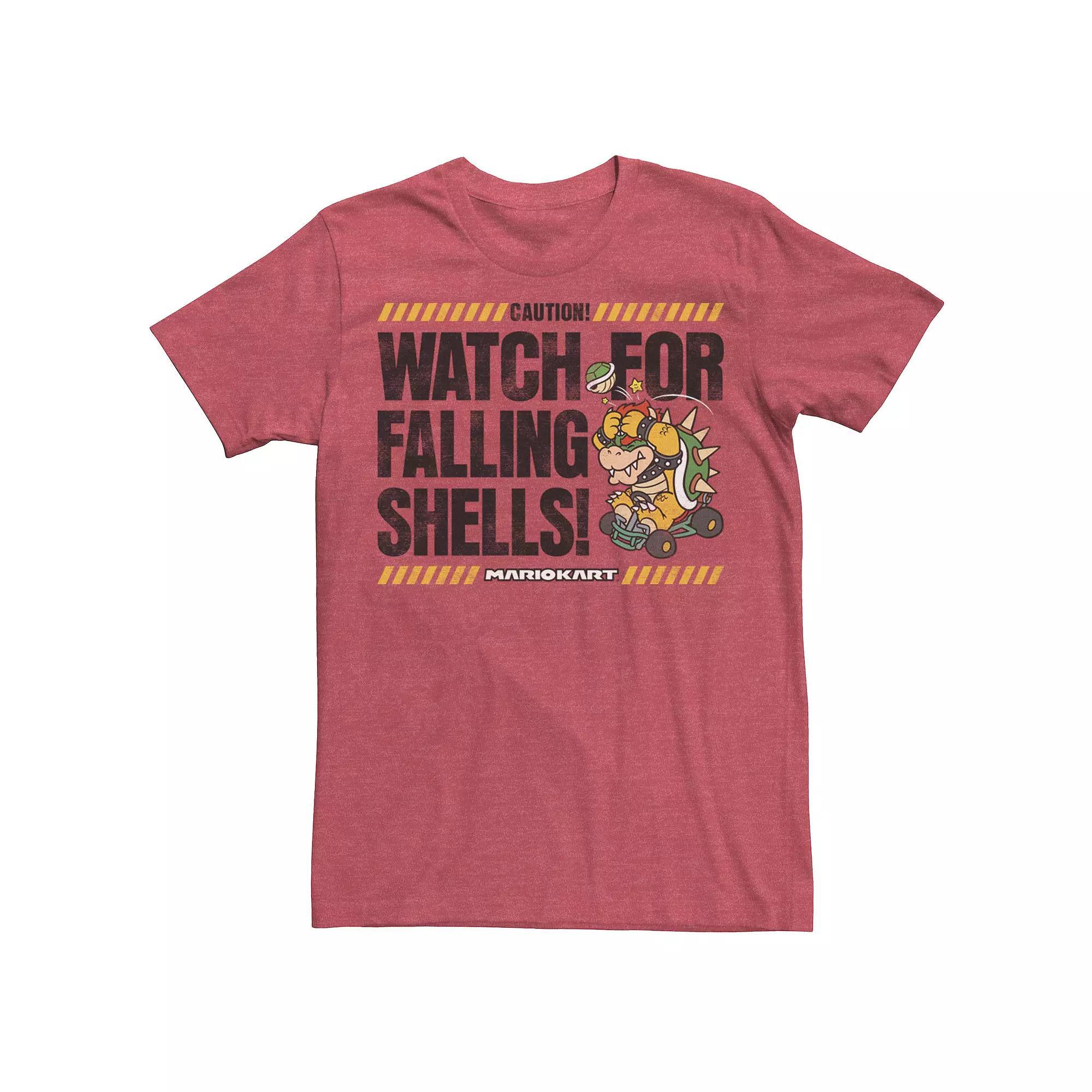Men's Nintendo Mario Kart Bowser Watch For Shells Text Graphic Tee, Size: XL, Red Grey Product Image