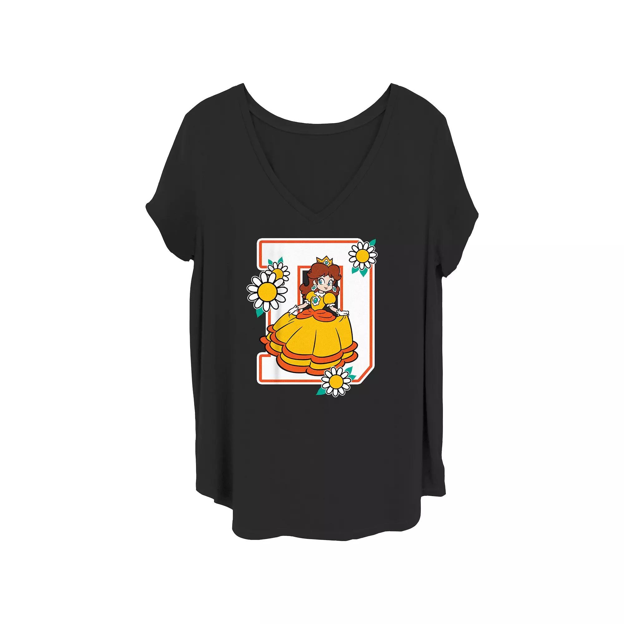 Juniors' Plus Size Super Mario Bros D For Daisy Graphic Tee, Women's, Size: 4XL, Black Product Image