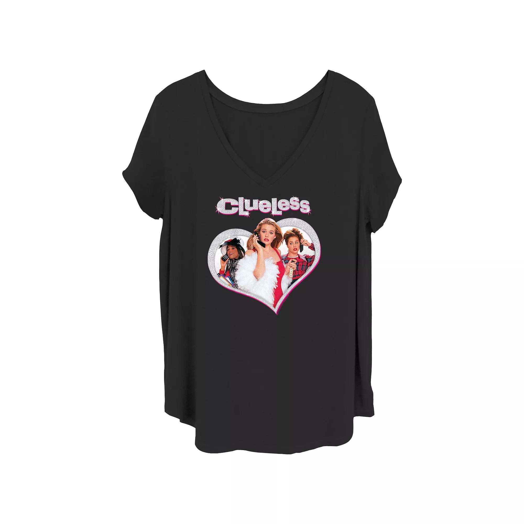 Juniors' Plus Clueless Sparkle V-Neck Graphic Tee, Women's,  Product Image