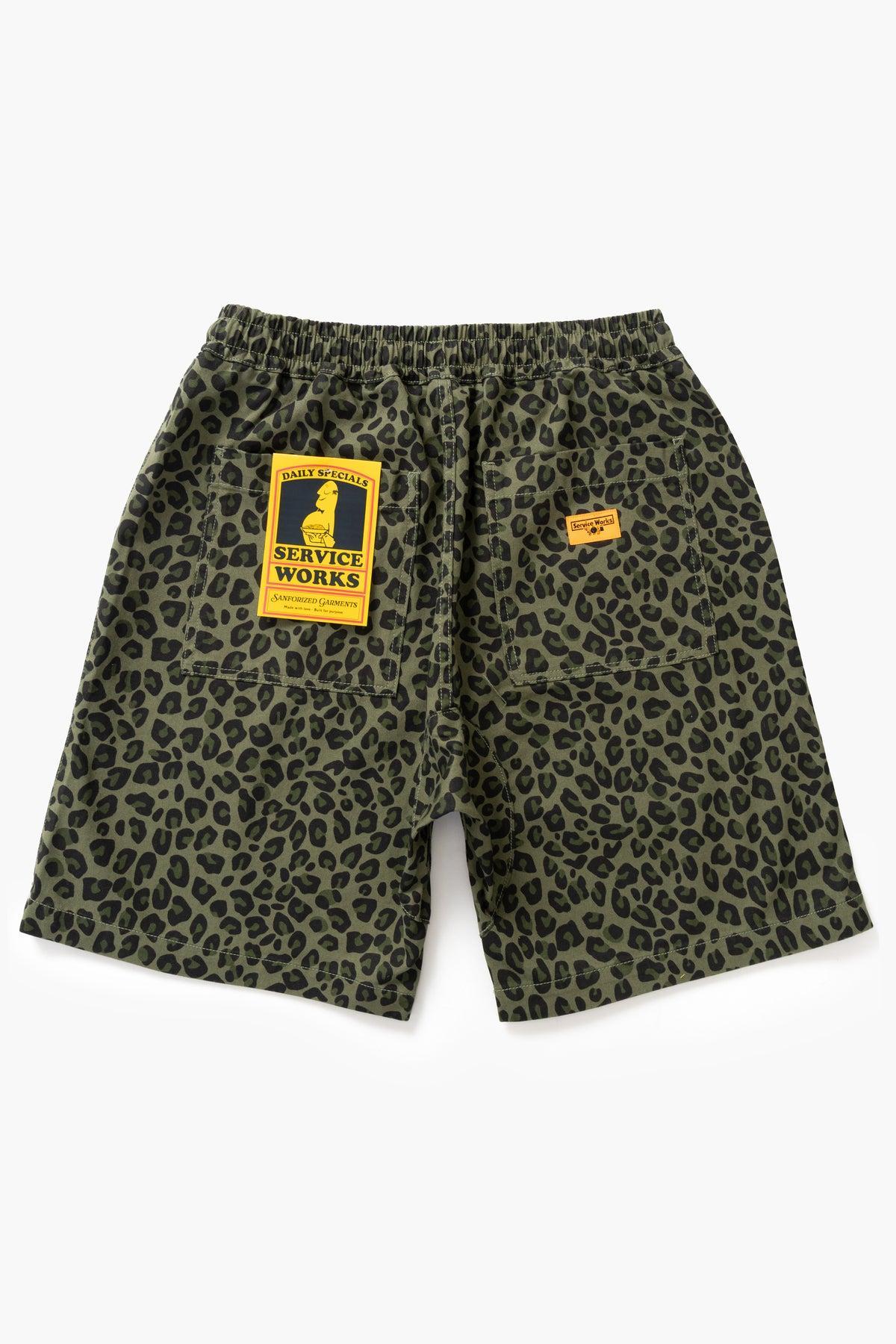 Patterned Chef Shorts - Green Leopard Product Image