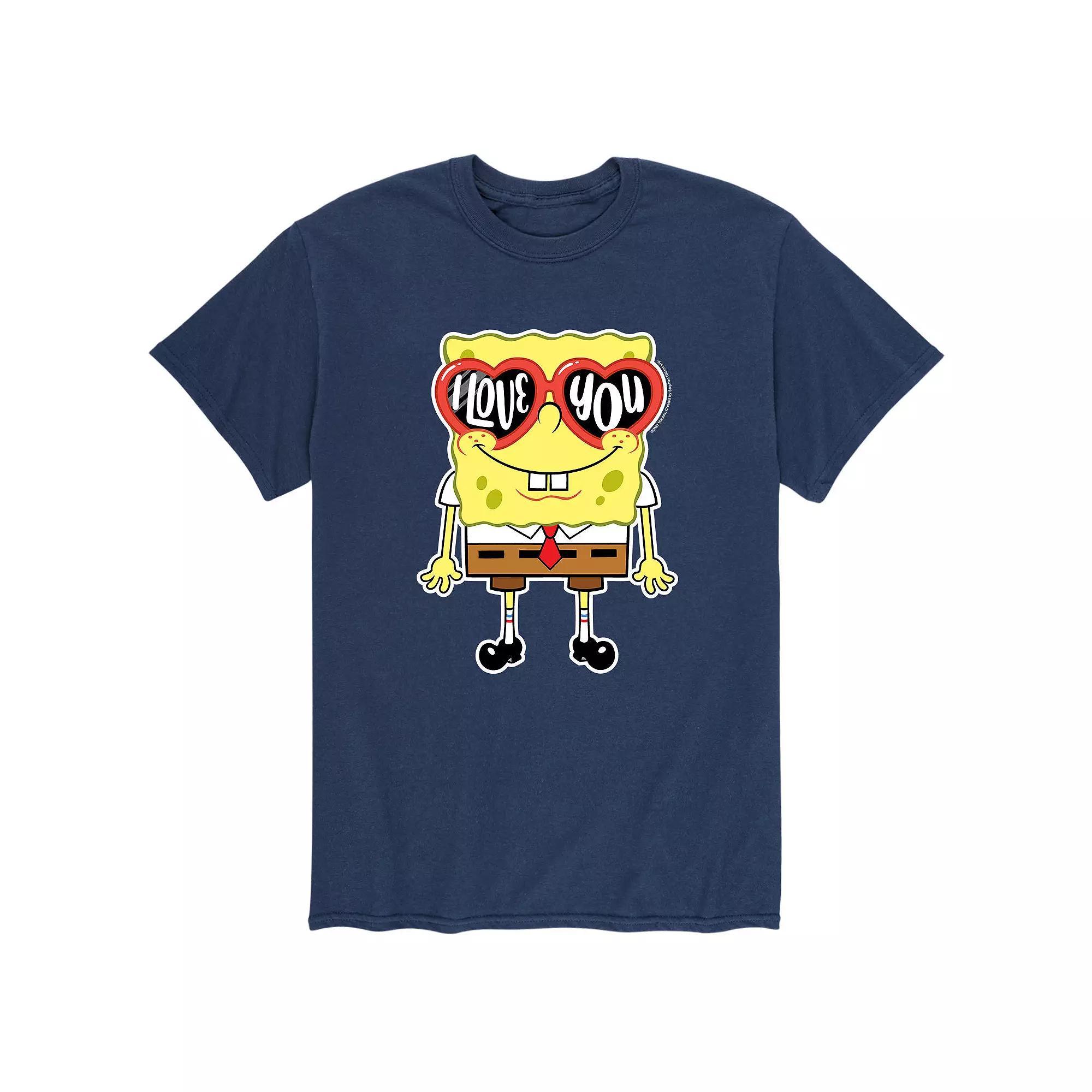 Men's SpongeBob SquarePants Heart Glasses Tee, Size: XXL, Blue Product Image