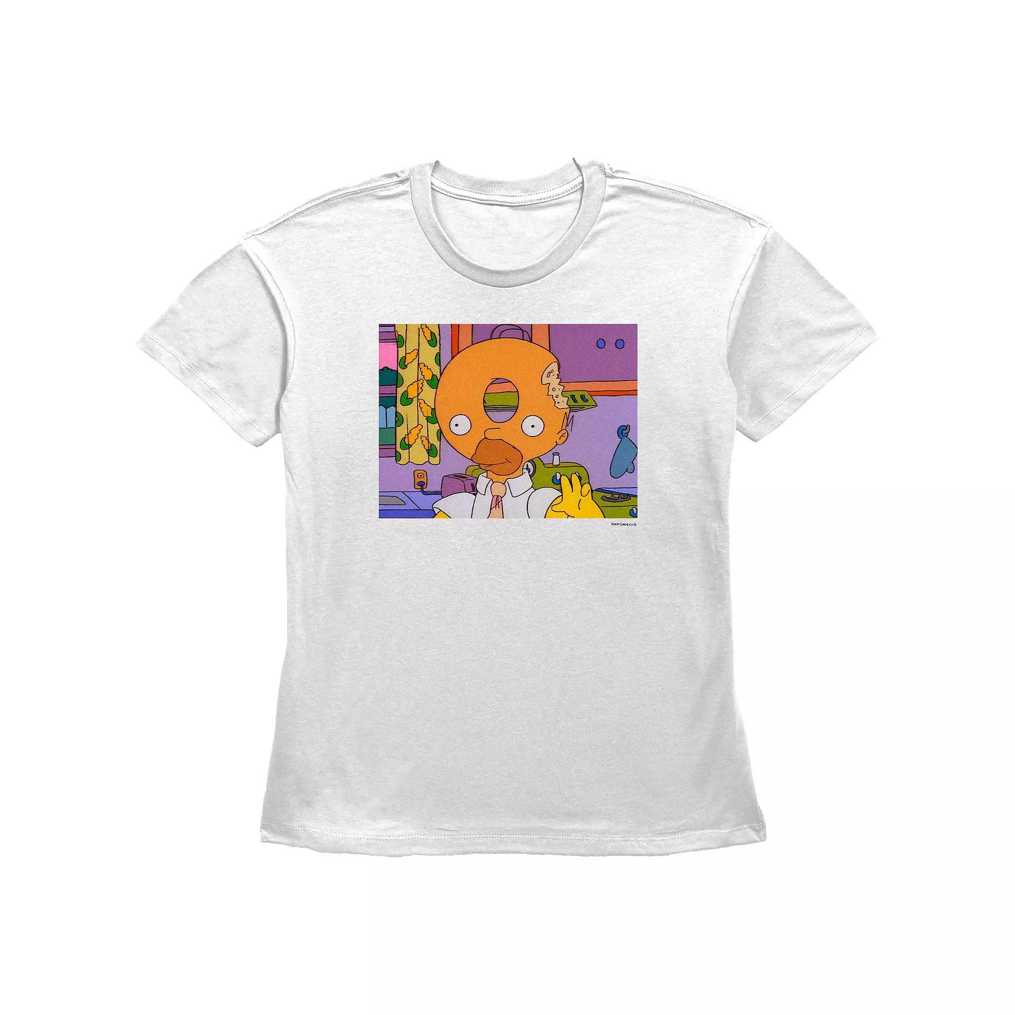 Women's The Simpsons Homer Donut Head Basic Fit Graphic Tee, Girl's, Size: XXL, White Product Image