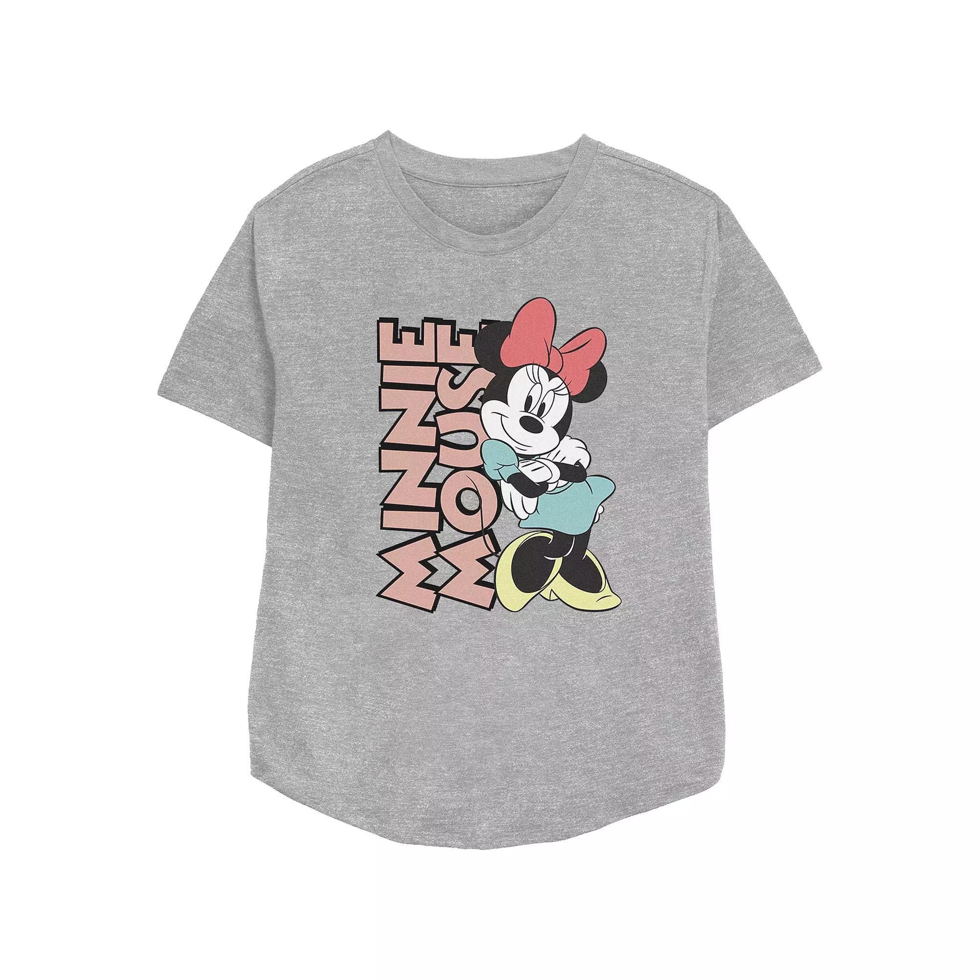 Disney's Minnie Mouse Lean On Me Women's Relaxed Fit Graphic Tee, Size: Medium, Athletic Grey Product Image