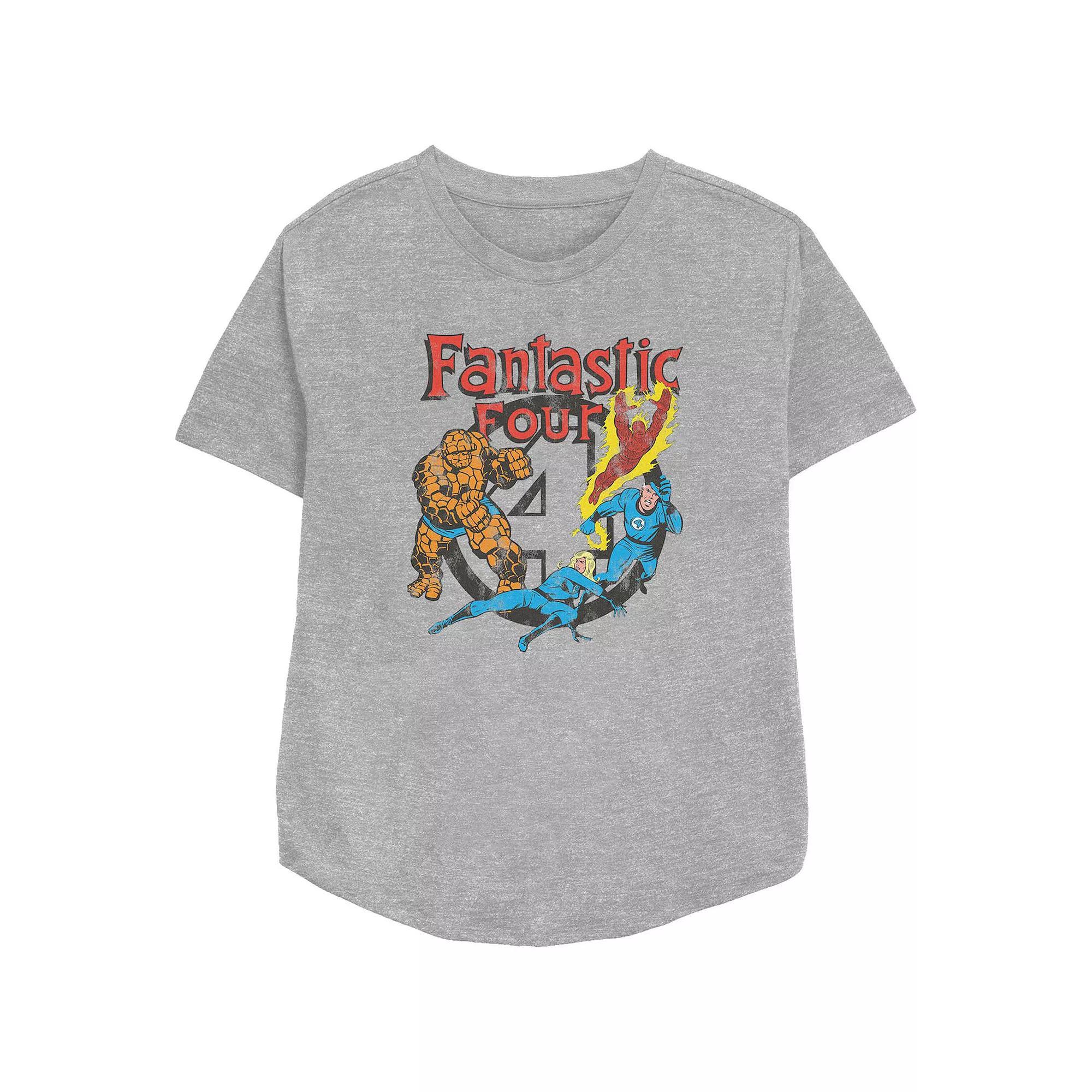 Women's Marvel Fantastic Four Vintage Poster Graphic Tee, Size: Small, Grey Gray Product Image