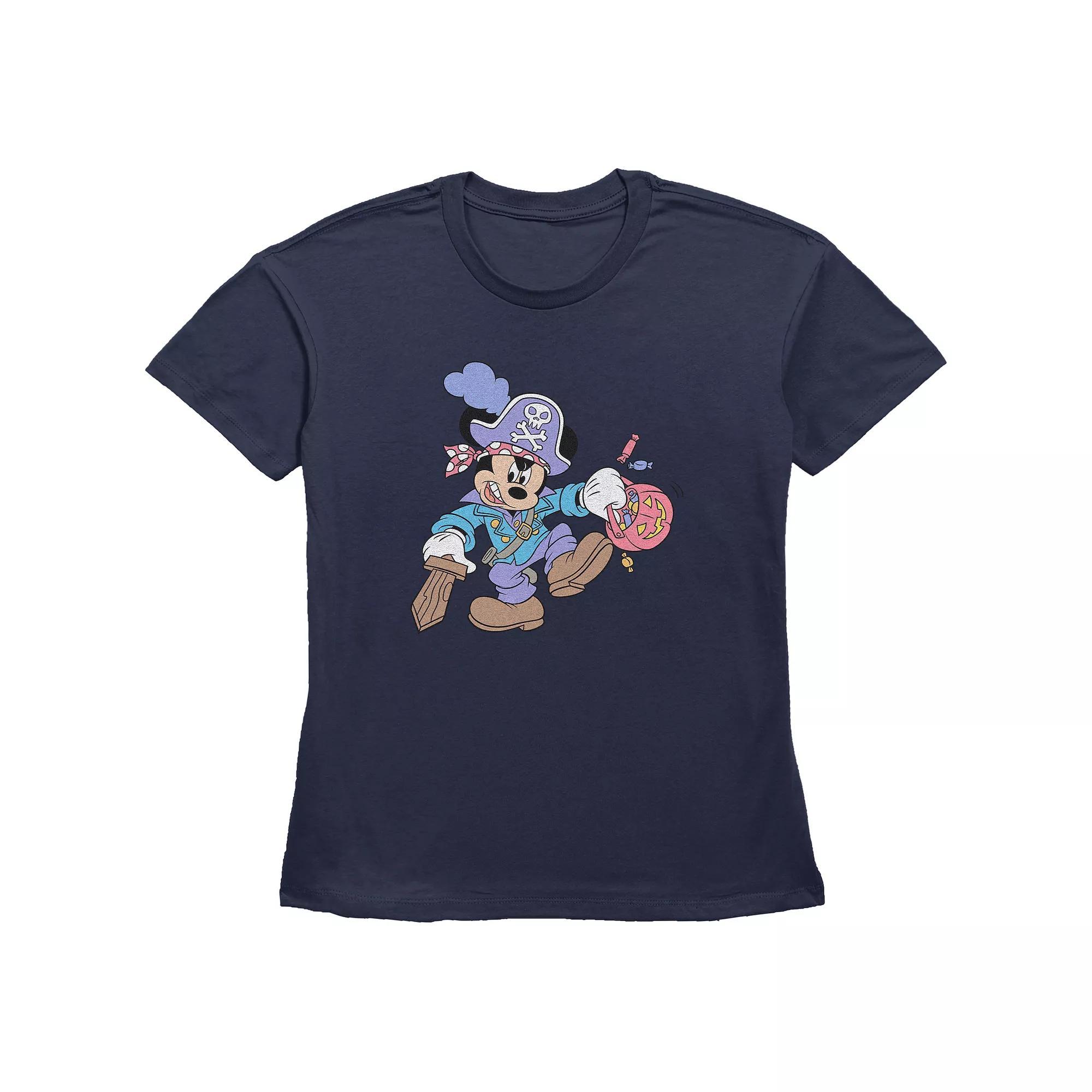 Disney's Mickey Mouse Pirate Trick Or Treater Women's Graphic Tee, Size: Large, Blue Product Image