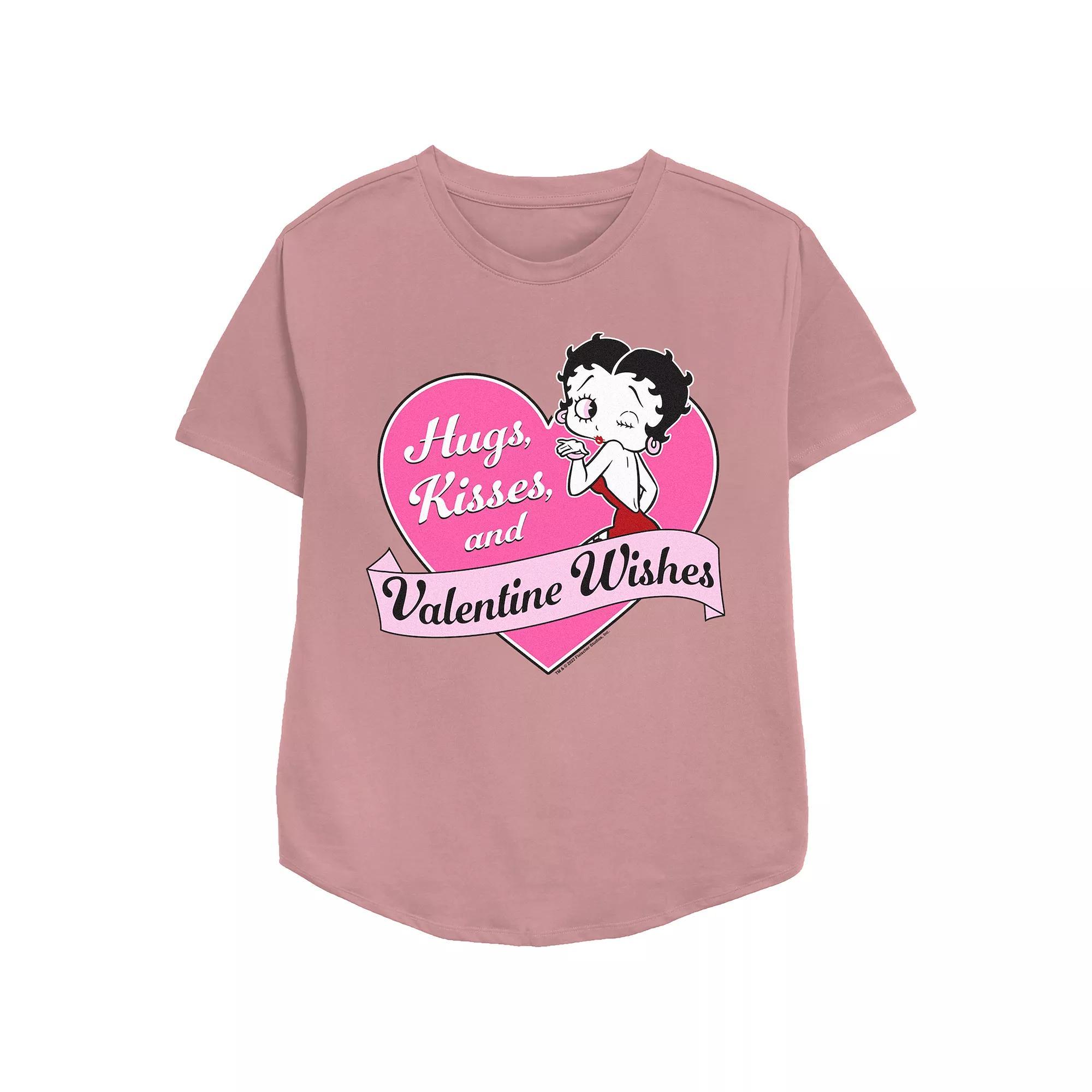 Women's Betty Boop Valentine Wishes Relaxed Fit Graphic Tee, Girl's,  Product Image
