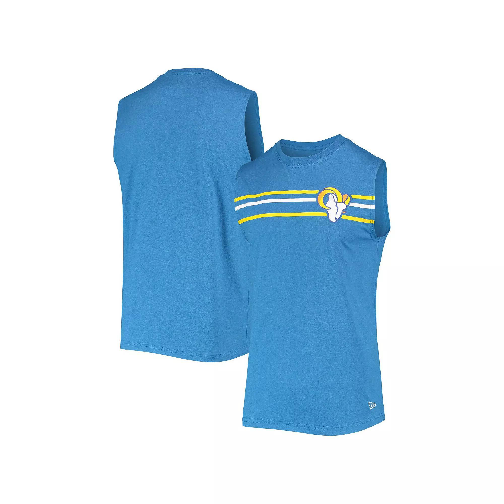 Men's New Era Royal Los Angeles Rams Brushed Sleeveless Tank Top,  Product Image