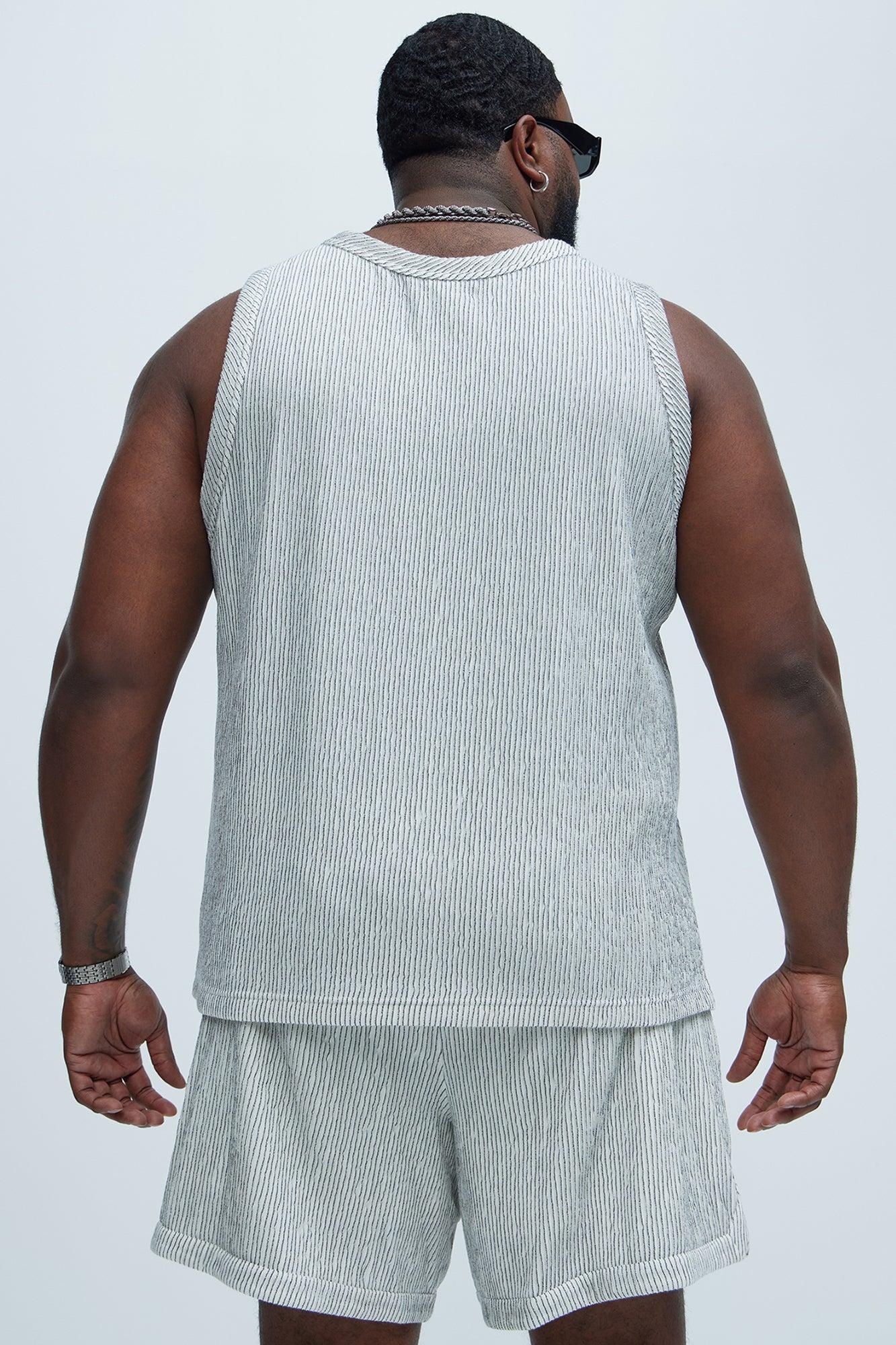 Neil Textured Tank - White/Black Product Image