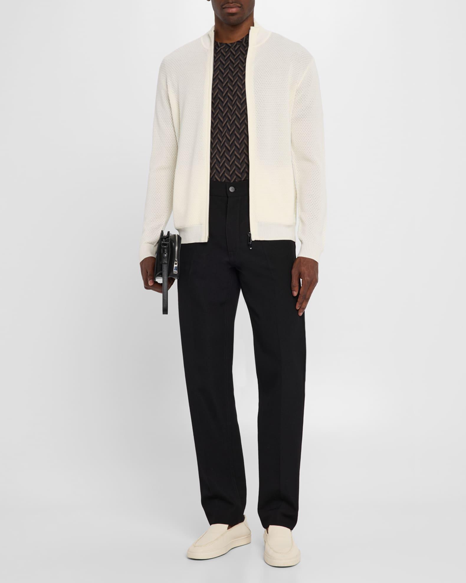 Men's Textured Circle Zip-Front Wool Cardigan Product Image