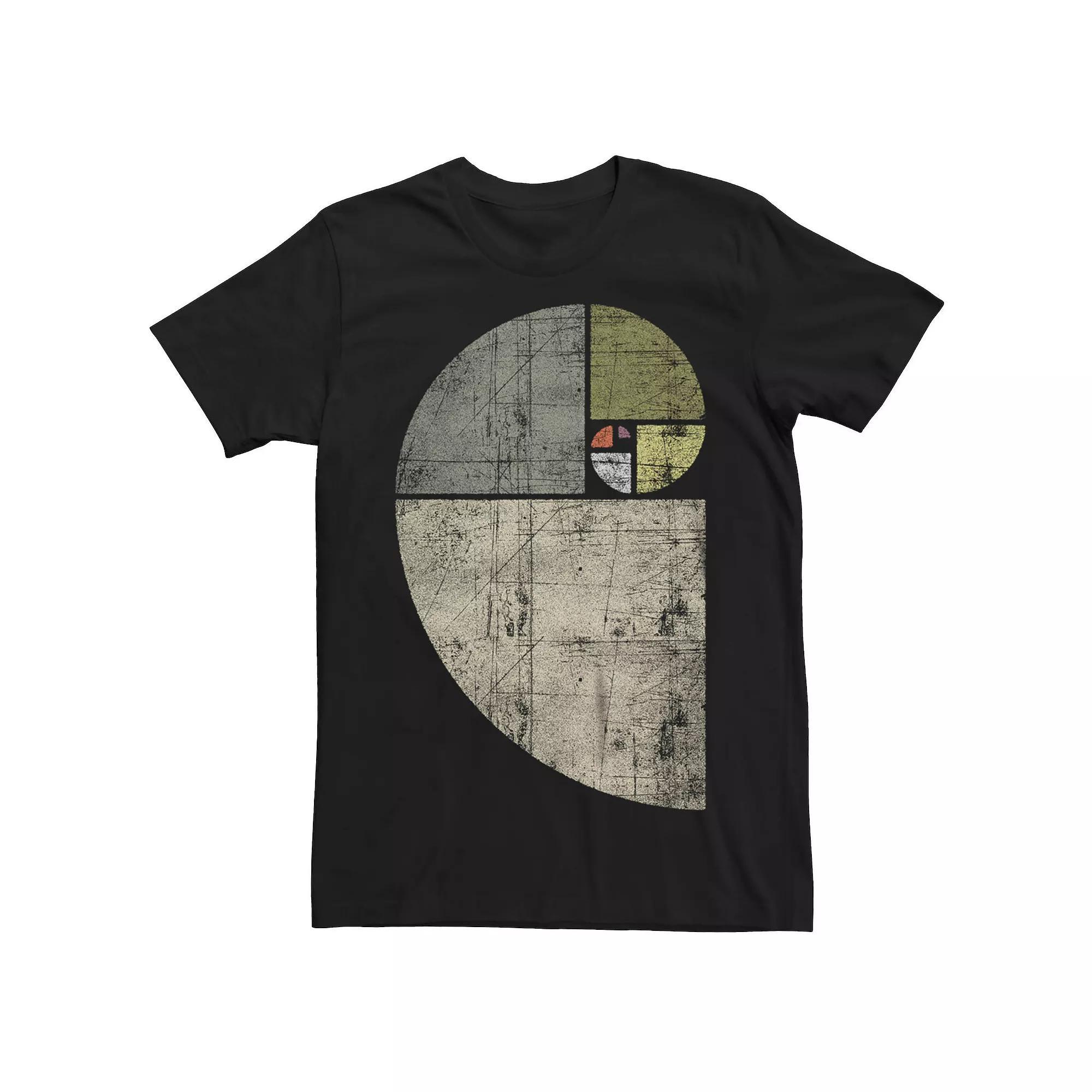 Men's Fibonacci Spiral Distressed Graphic Tee,  Product Image