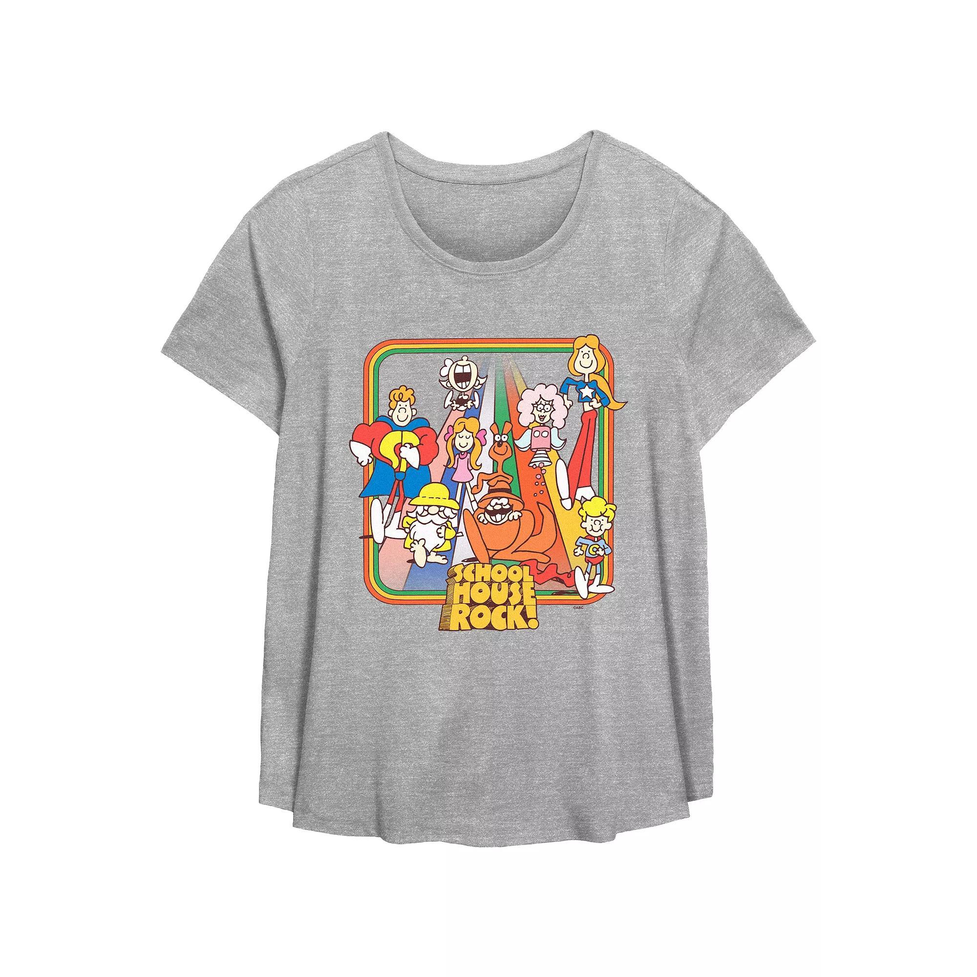 Disney's Schoolhouse Rock! Rainbow Road Walk Plus Size Flowy Graphic Tee, Women's, Size: 5XL, Grey Gray Product Image
