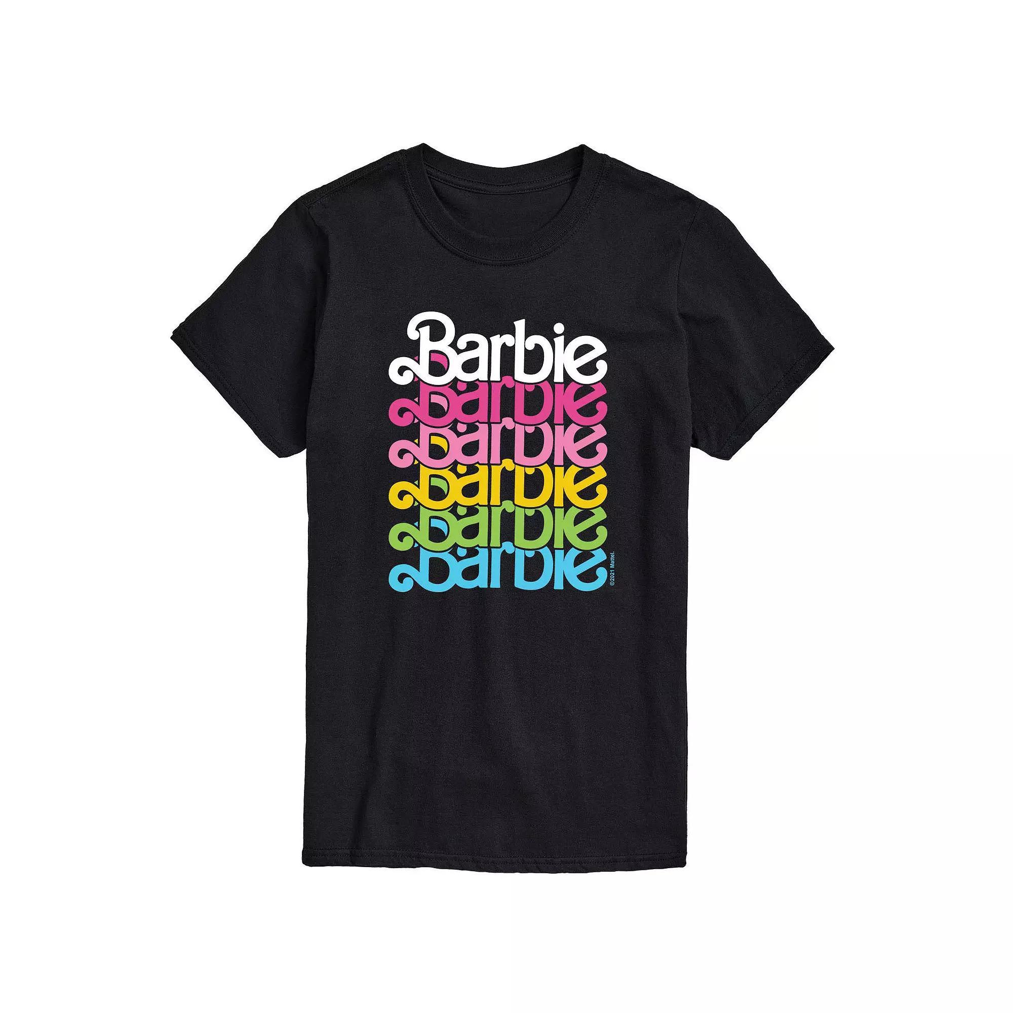 Big & Tall Barbie® Stacked Rainbow Graphic Tee, Men's, Size: 3XL Tall, Black Product Image