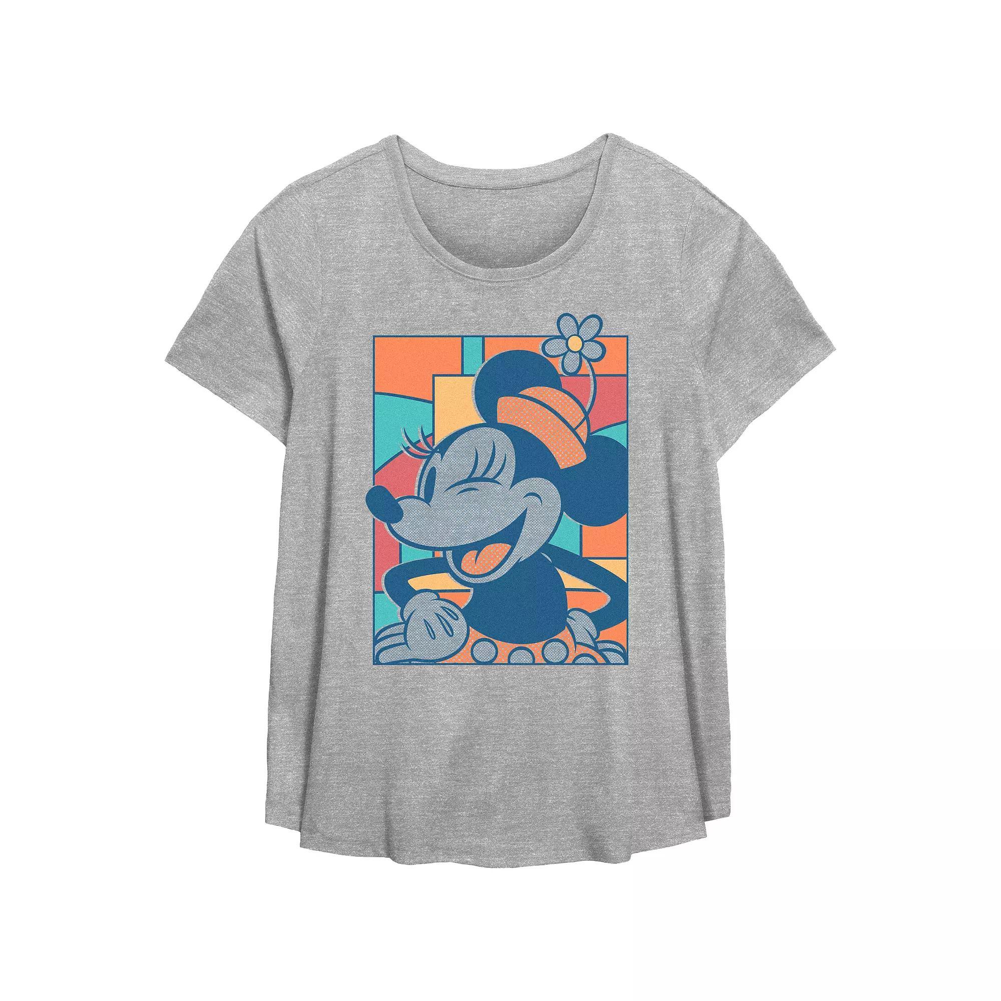 Disney's Minnie Mouse Winking Plus Size Flowy Graphic Tee, Women's, Size: 3XL, Grey Gray Product Image
