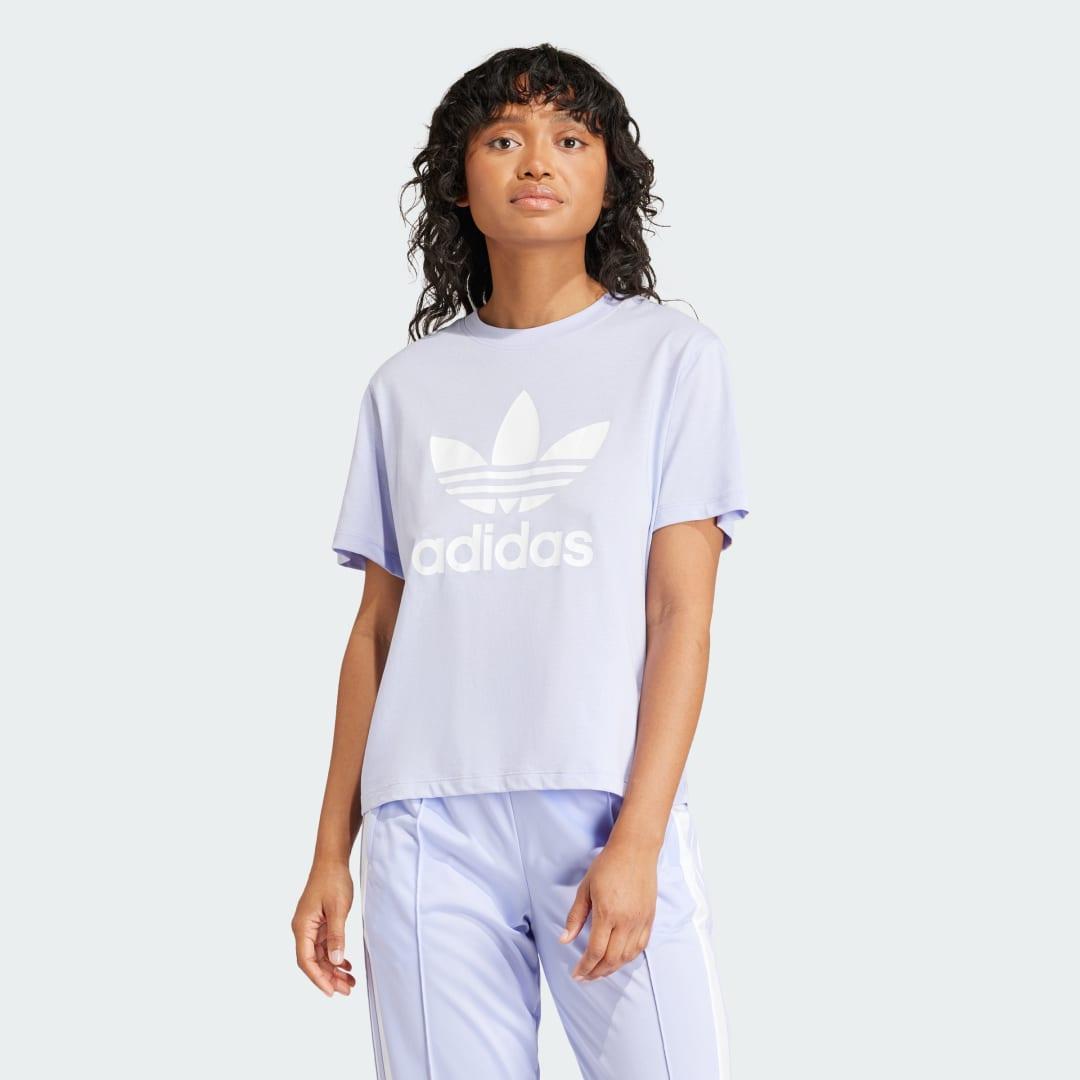 adidas Adicolor Trefoil Boxy Tee Black 2XS Womens Product Image