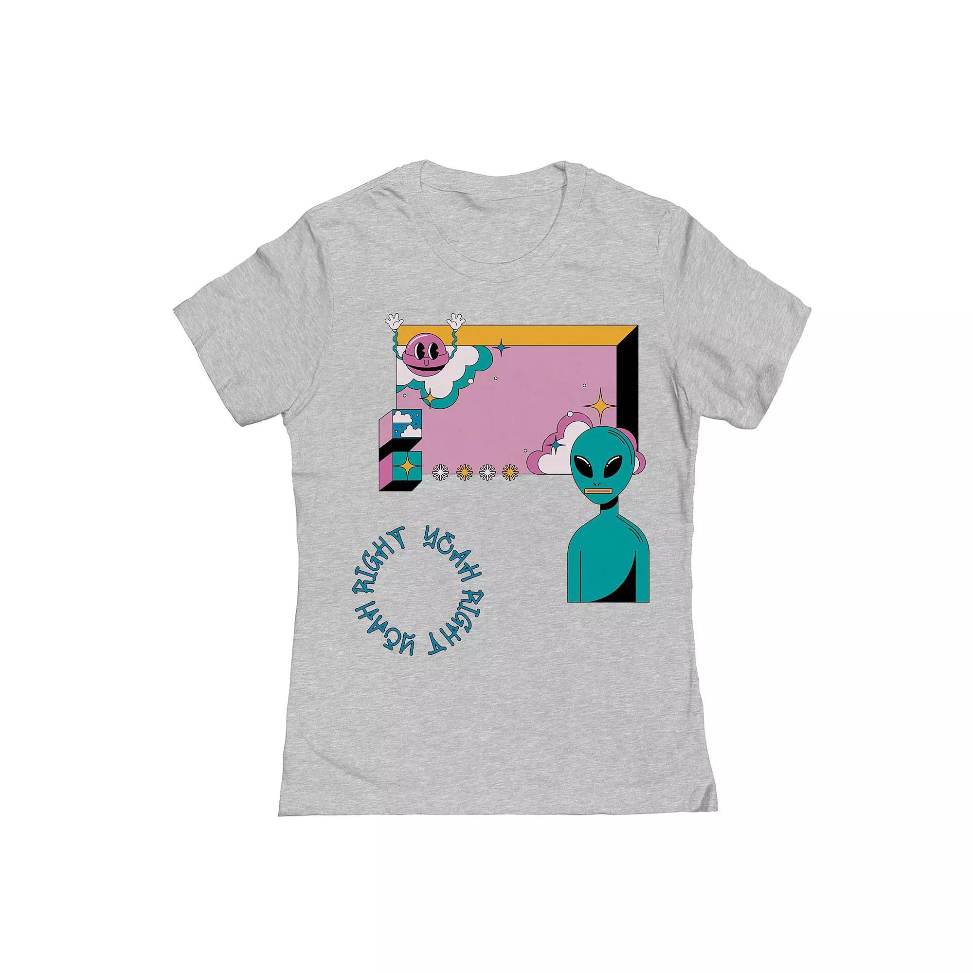 Junior's Yeah Right Womens Graphic Tee, Girl's, Size: Medium, Sport Gray Product Image