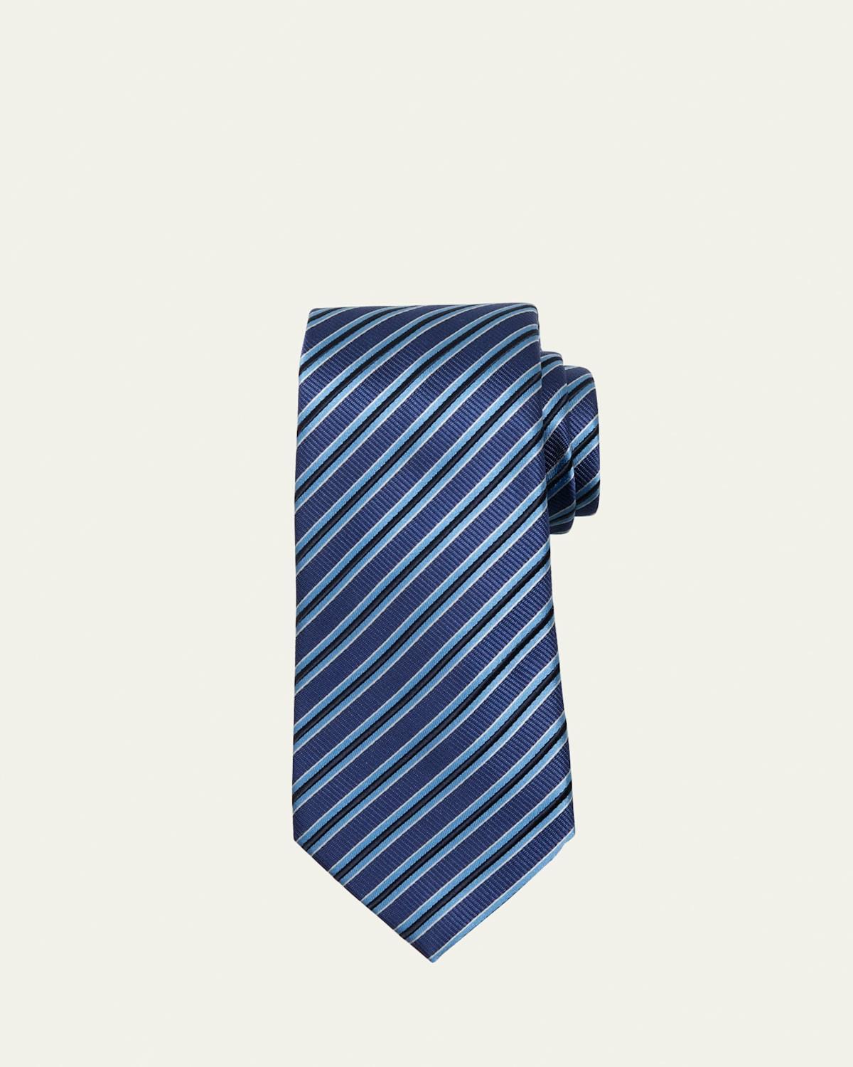 Mens Silk-Cotton Stripe Tie Product Image