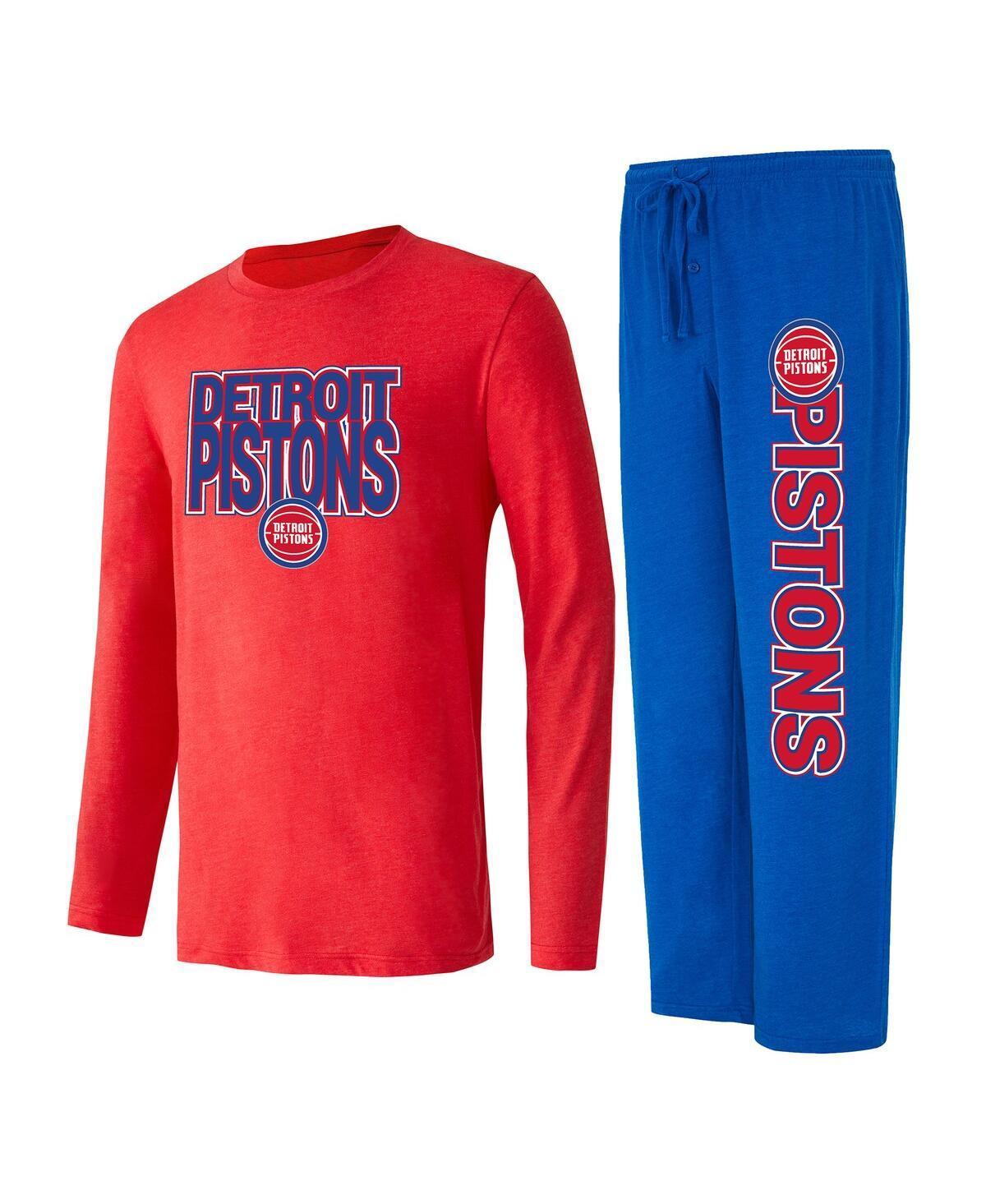 Mens Concepts Sport Blue/Red Detroit Pistons Meter Long Sleeve T-Shirt & Pants Sleep Set Product Image