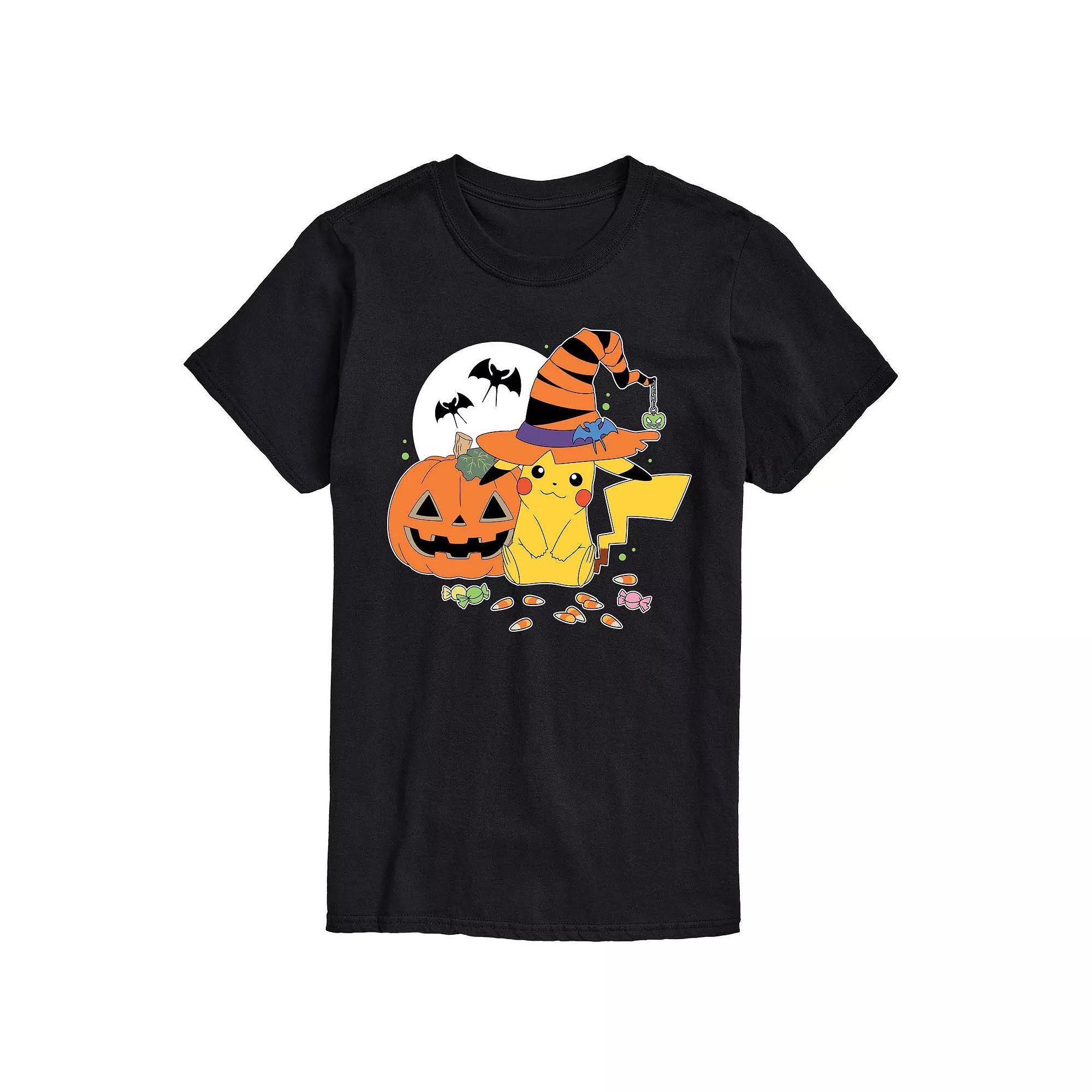 Big & Tall Pokemon Witch Pikachu With Candy Graphic Tee, Men's, Size: Large Tall, Black Product Image