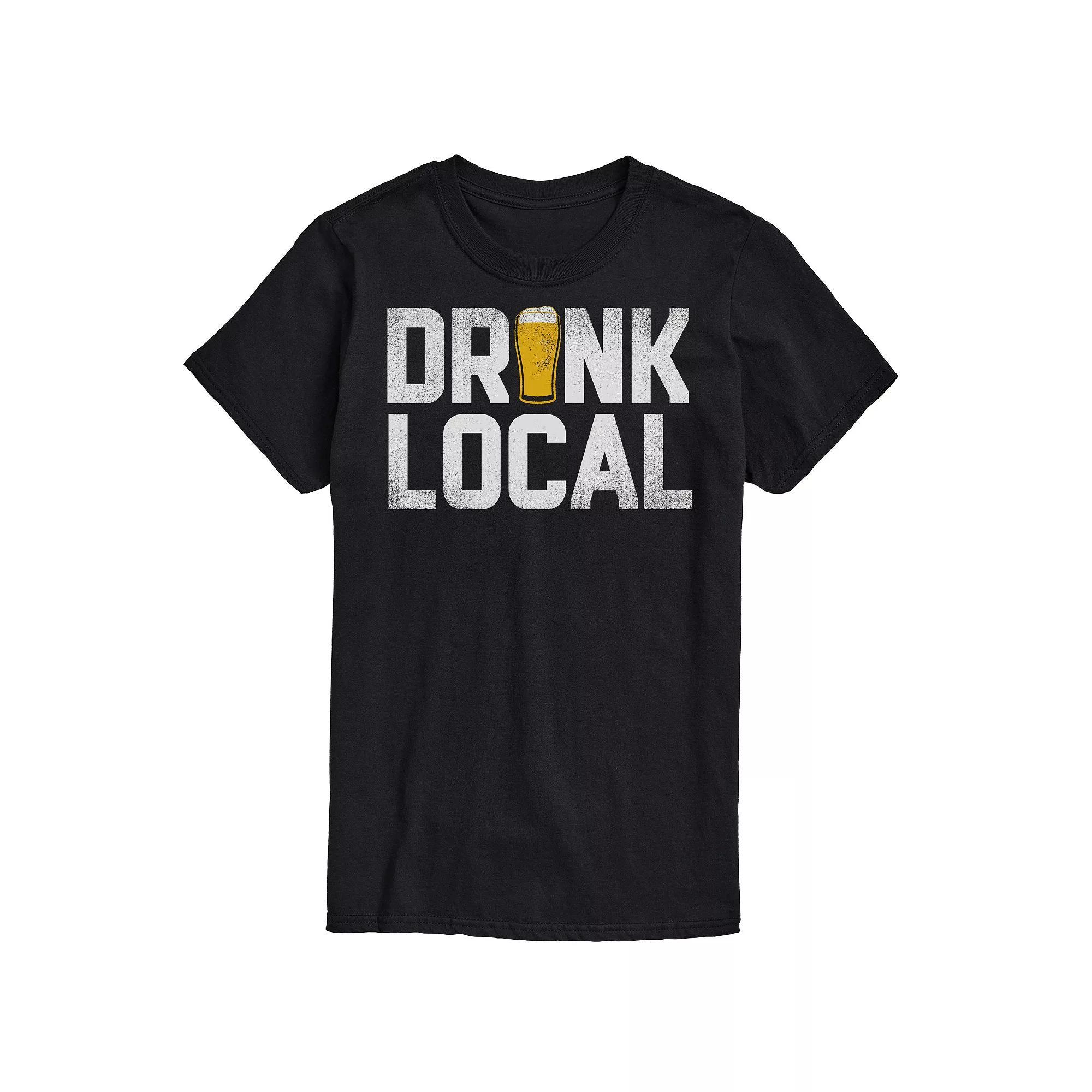 Big & Tall "Drink Local" Graphic Tee, Men's, Size: XL Tall, Black Product Image