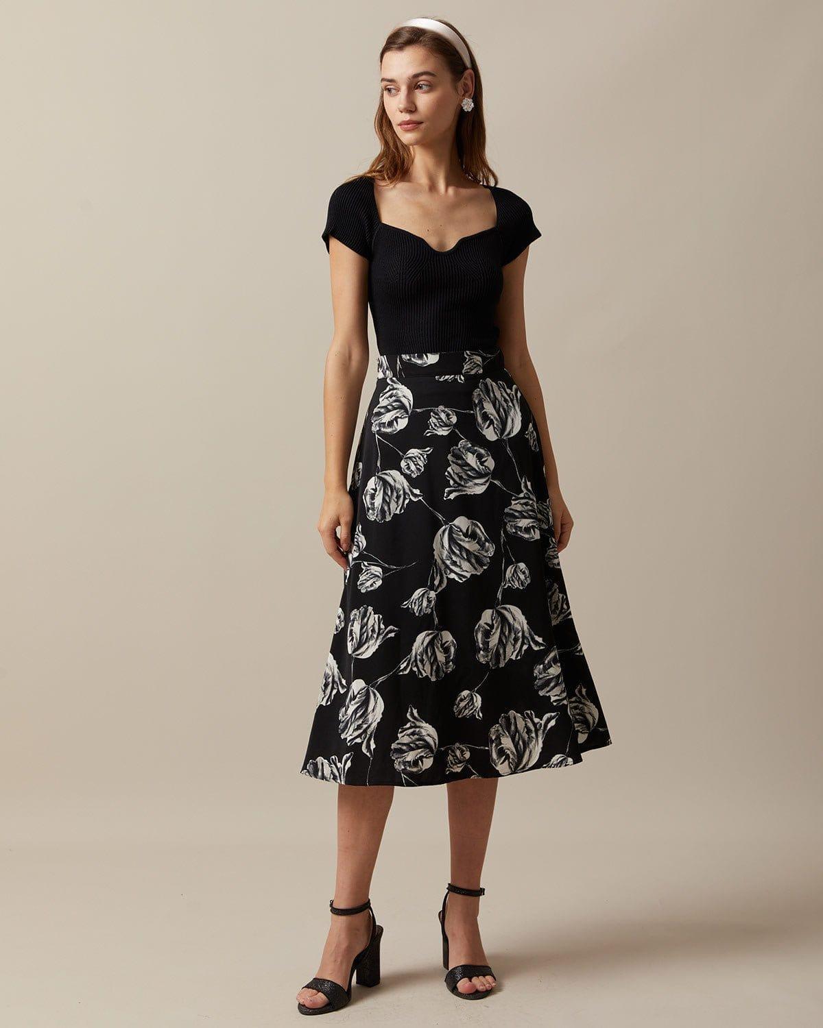 The Black Square Neck Short Sleeve Knit Top Product Image