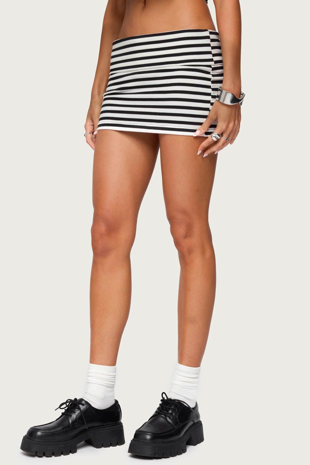 Rylan Striped Fold Over Mini Skort Product Image