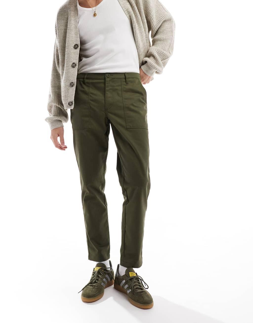 ASOS DESIGN tapered pants in green Product Image