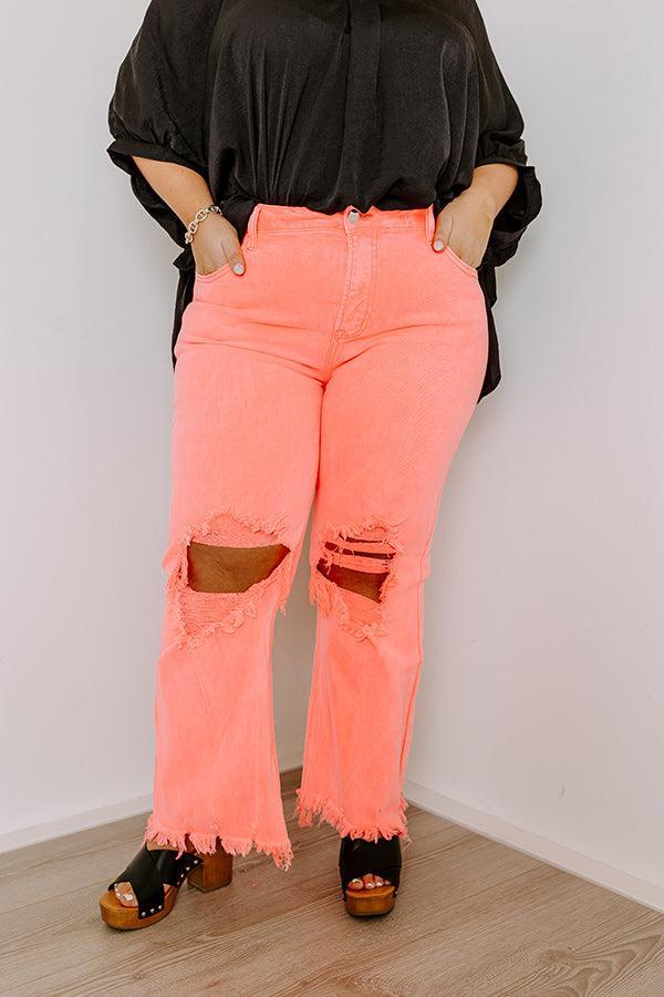 Risen The Eras High Waist Distressed Jean in Coral Curves Product Image