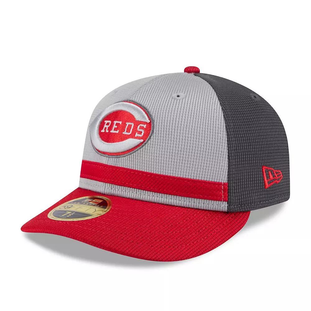 Men's New Era  Gray/Red Cincinnati Reds 2025 Batting Practice Low Profile 59FIFTY Fitted Hat, Size: 7 1/4, Red Grey Product Image