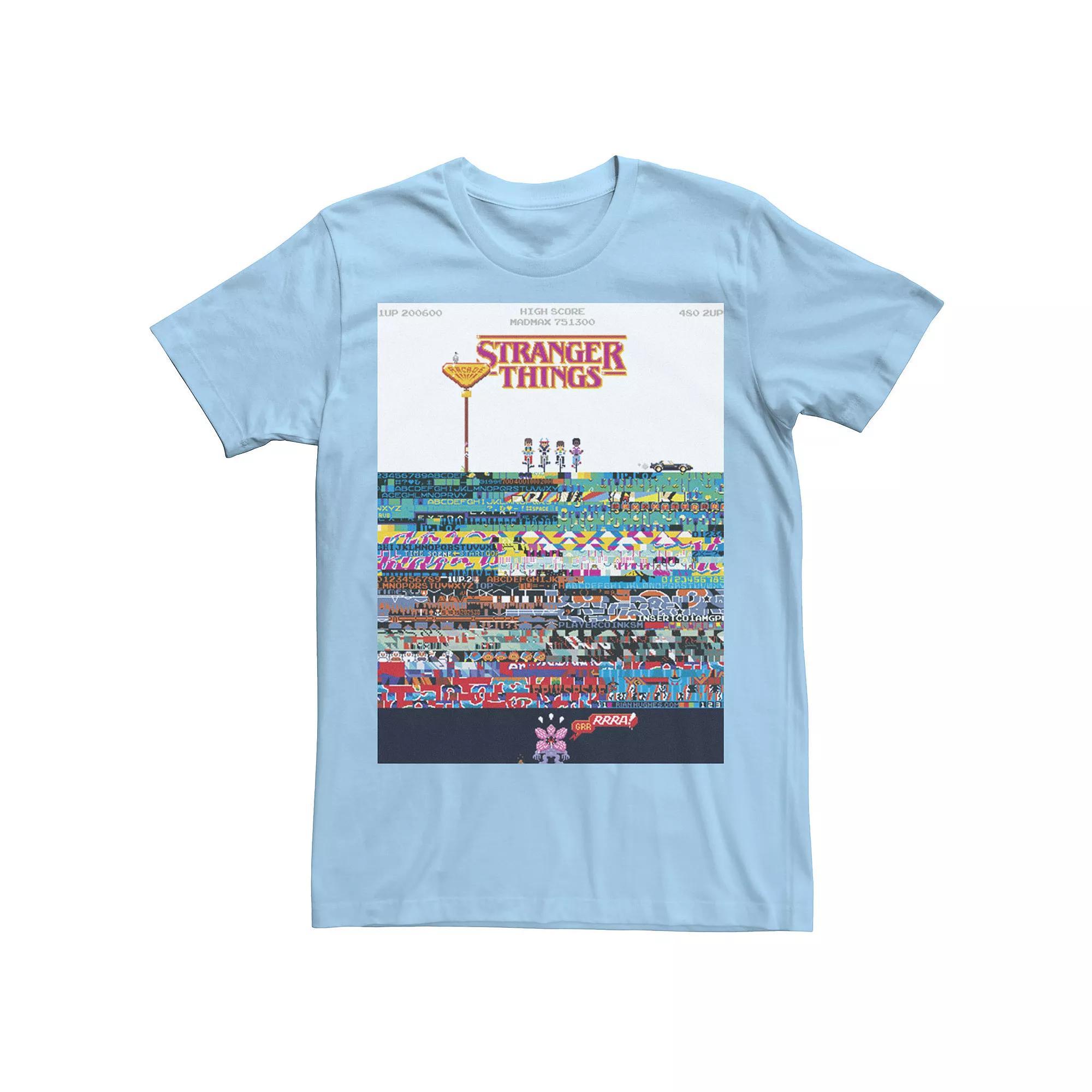 Men's Stranger Things Day Pixel Poster Tee, Size: Large, Light Blue Product Image