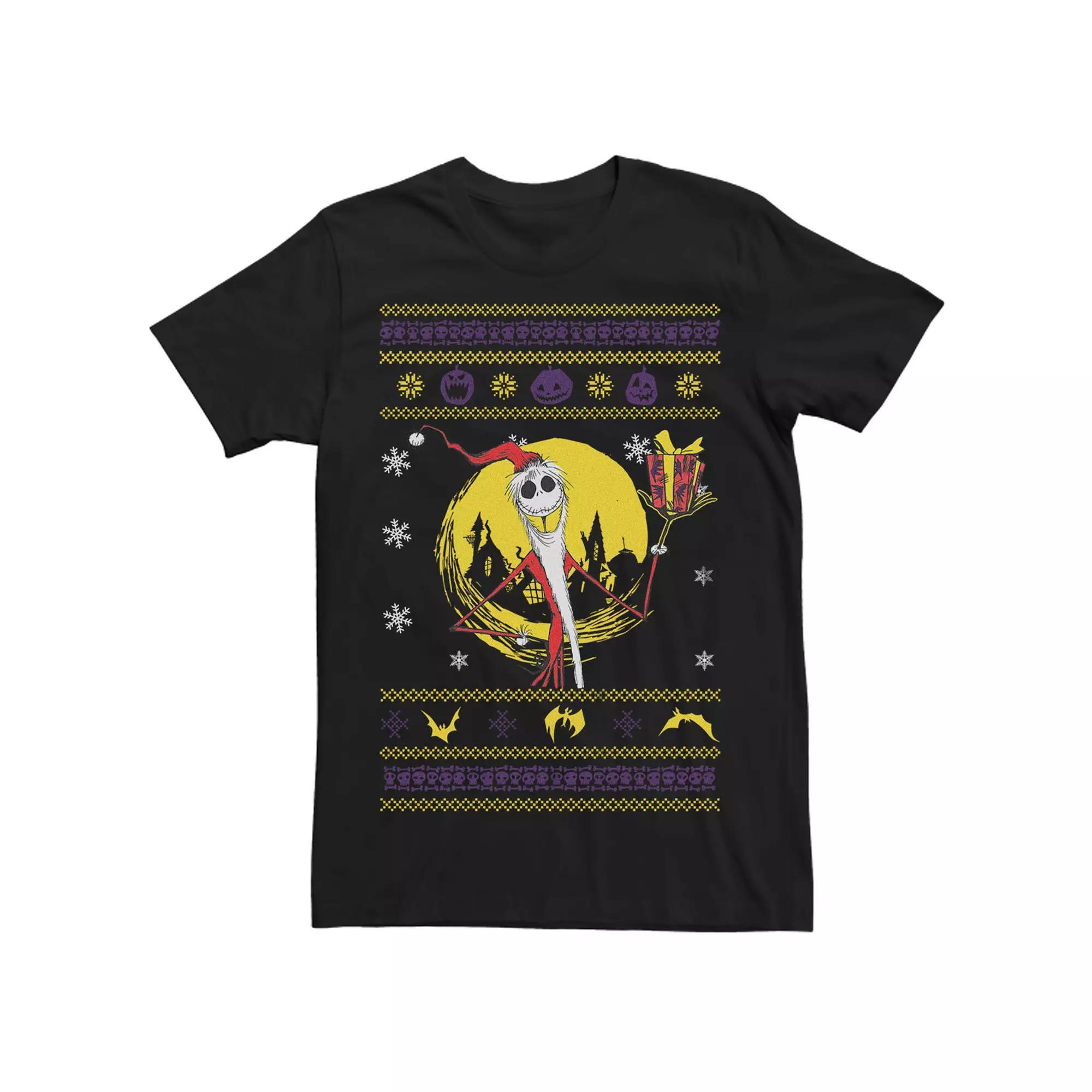 Disney's The Nightmare Before Christmas Jack Skellington Ugly Sweater Men's Tee, Size: Small, Black Product Image