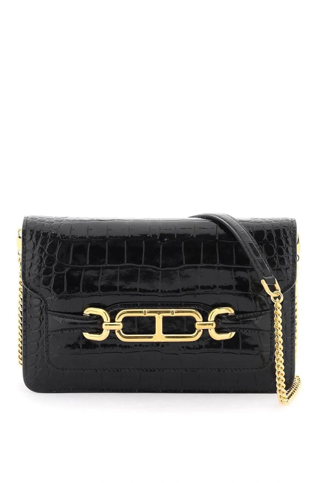 TOM FORD Whitney Small Crocodile Printed Shoulder Bag In Black Product Image