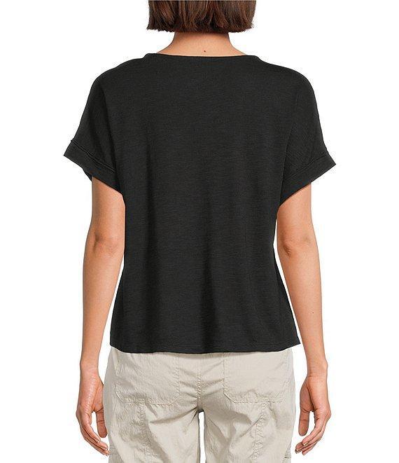 Westbound Knit V-Neck Flowy Short Sleeve Top Product Image