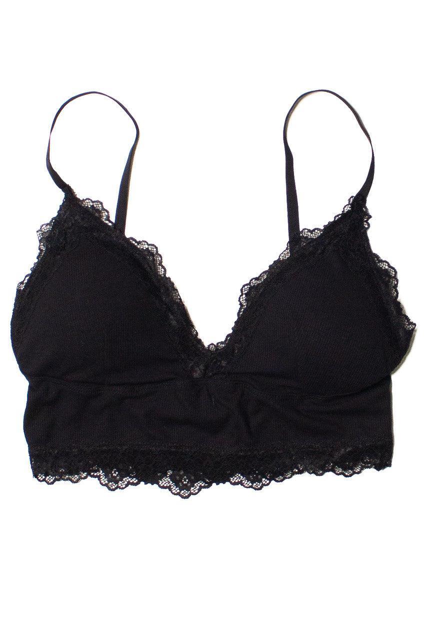 Black Lace Trim Bralette Product Image