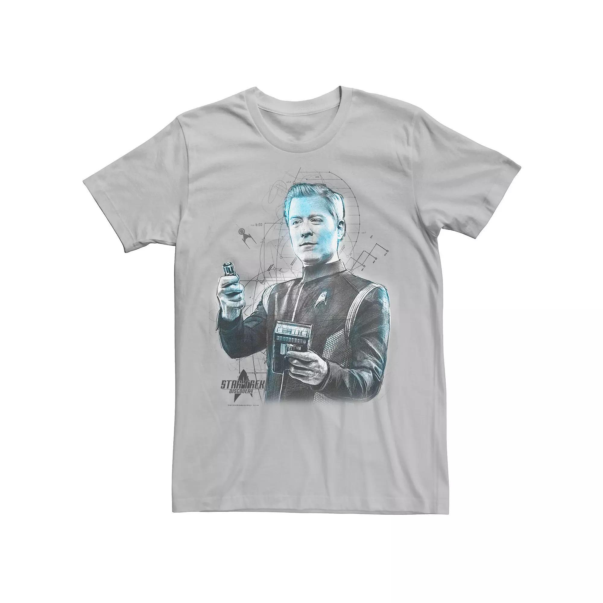 Men's Star Trek Discovery Stamets Sketch Schematic Tee, Size: Large, Silver Product Image