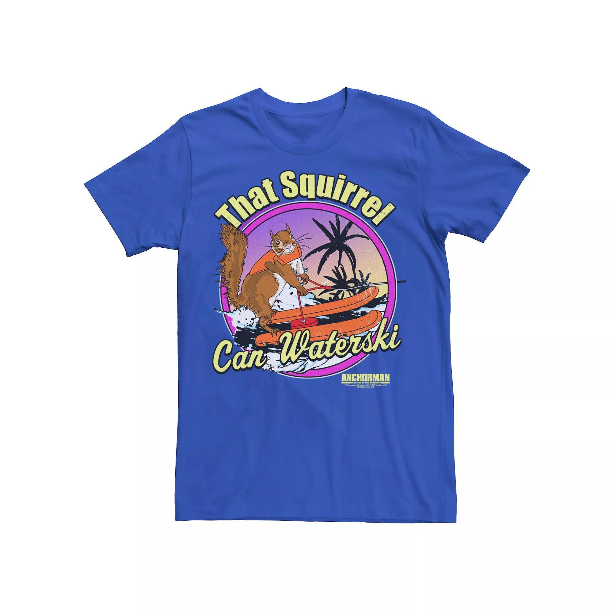 Men's Anchorman That Squirrel Can Waterski Blue Circle Graphic Tee,  Product Image
