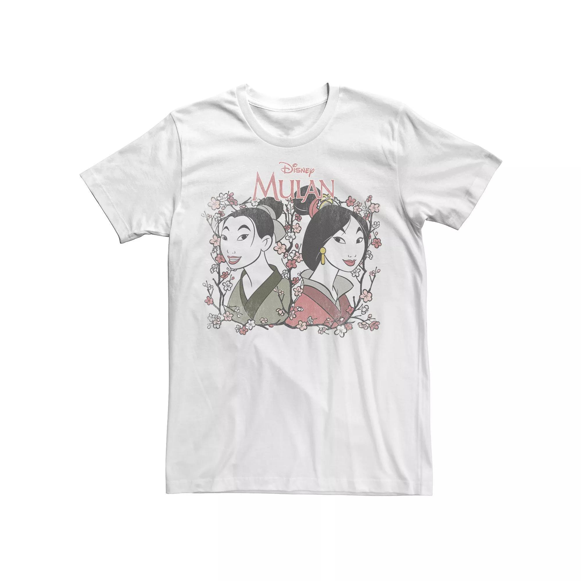 Disney's Mulan Men's Reflection Floral Portrait Tee, Size: XL, White Product Image