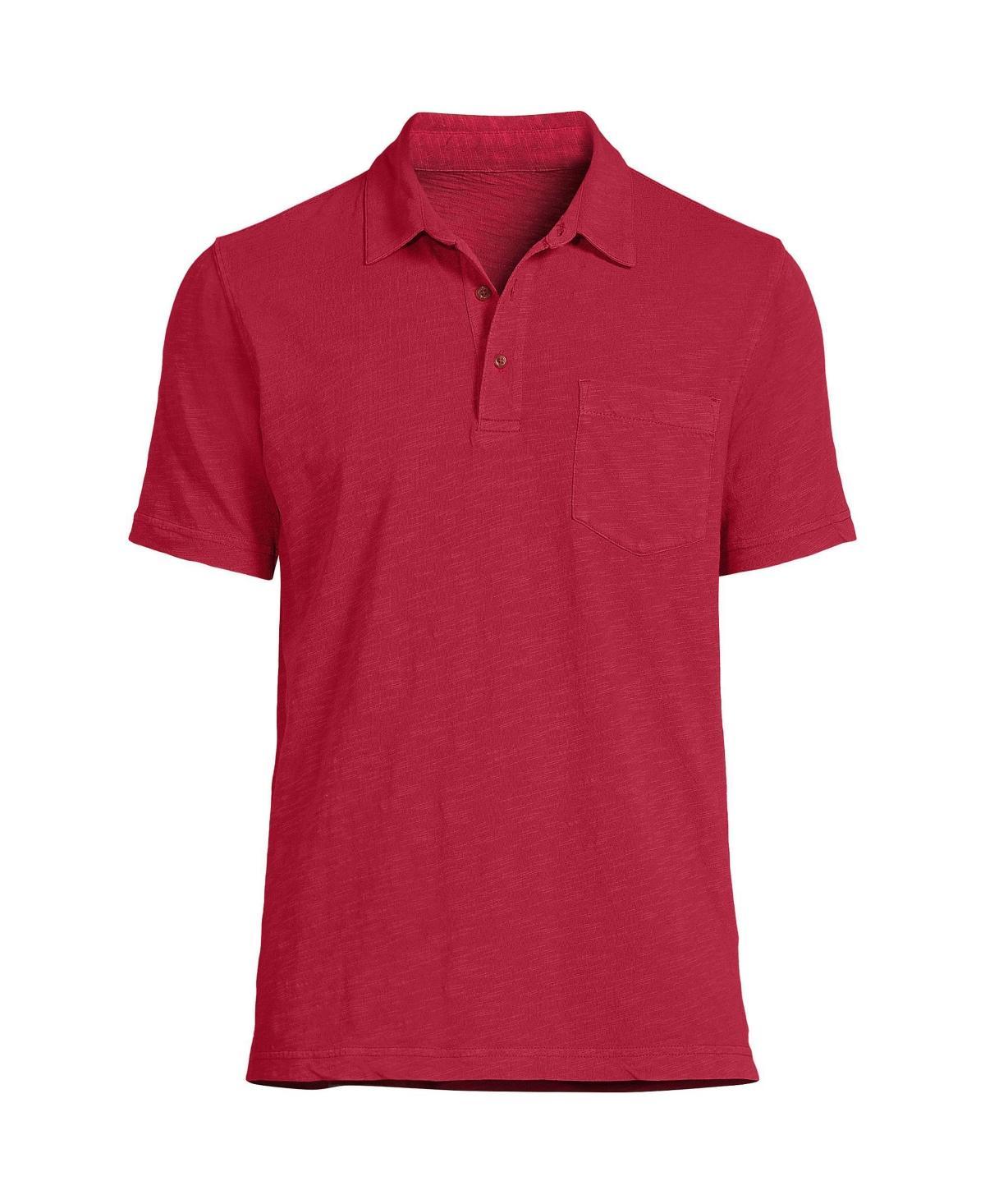 Mens Lands End Slub Pocket Polo Deep Blue Product Image