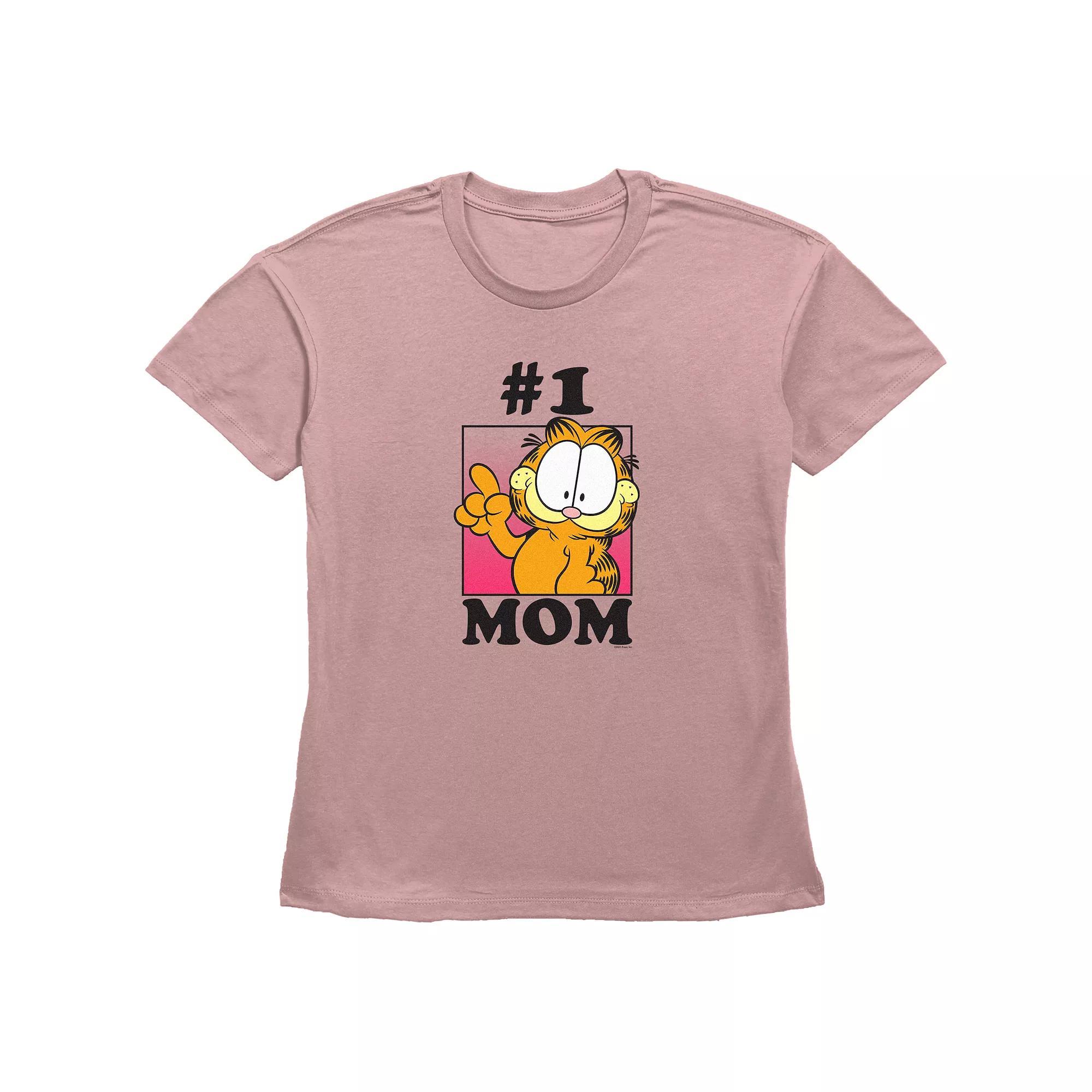 Women's Garfield #1 Mom Basic Fit Graphic Tee, Size: Large, Desert Pink Product Image