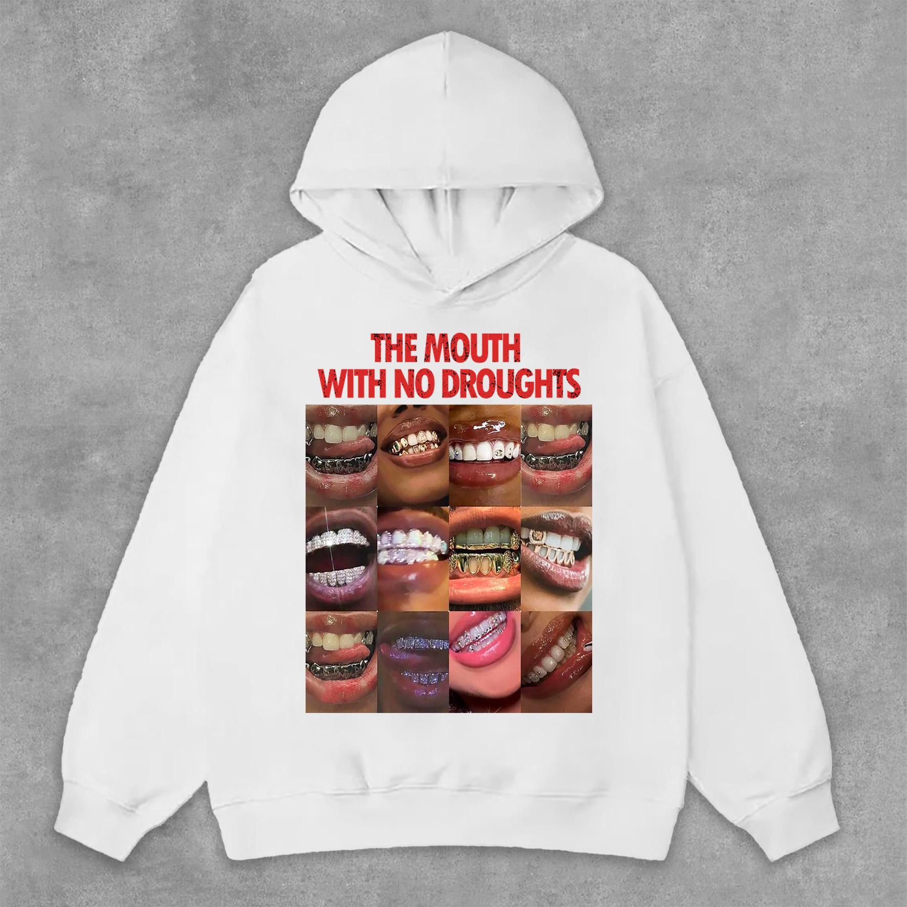 Lips Graphic The Mouth With No Droughts Print Side Pockets Hoodie Product Image