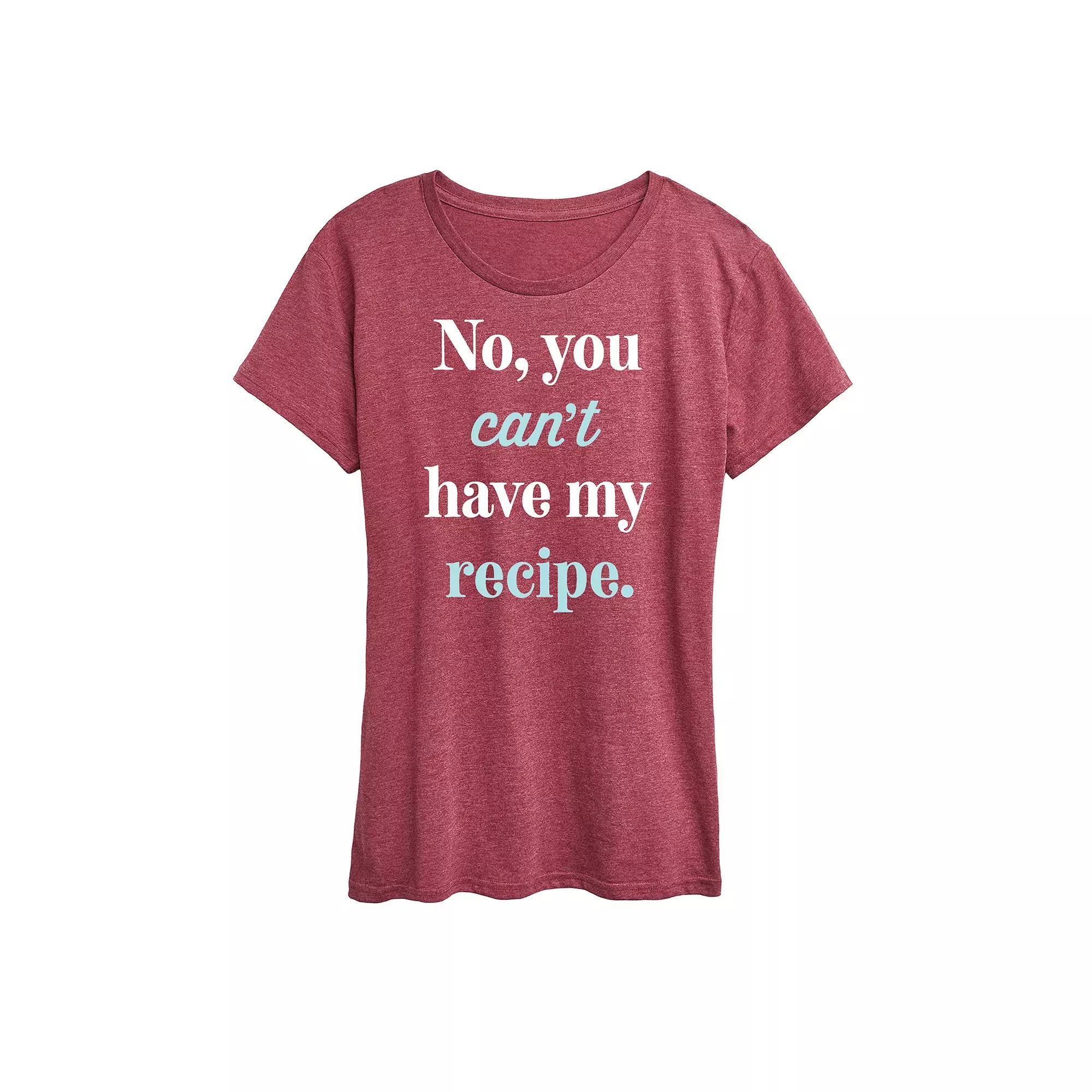 Women's No Can't Have Recipe Graphic Tee, Size: Small, Heather Grey Product Image